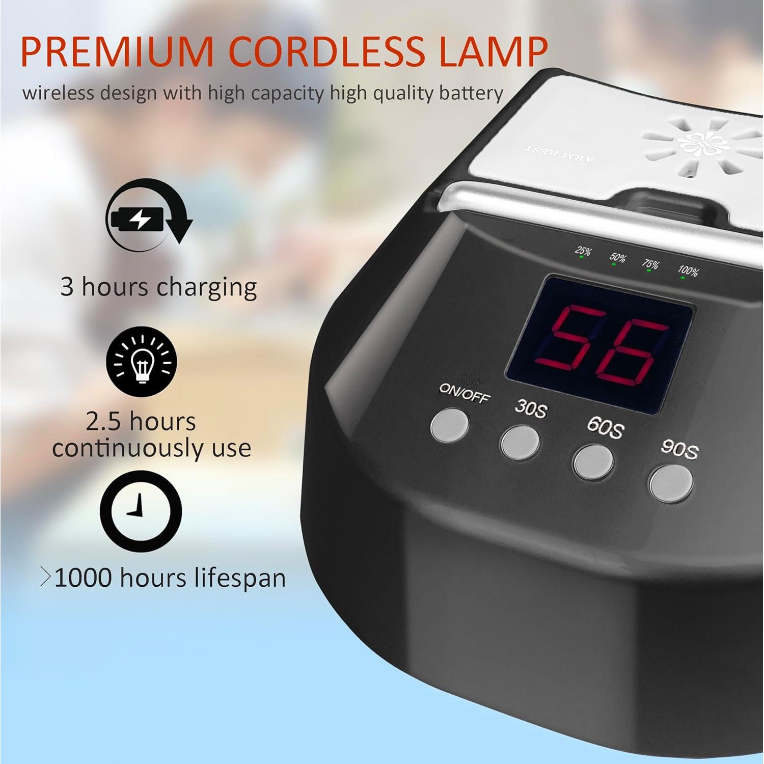 Lámpara de Uñas Inalámbrica OBEGOO UV LED 5200mAh Negra