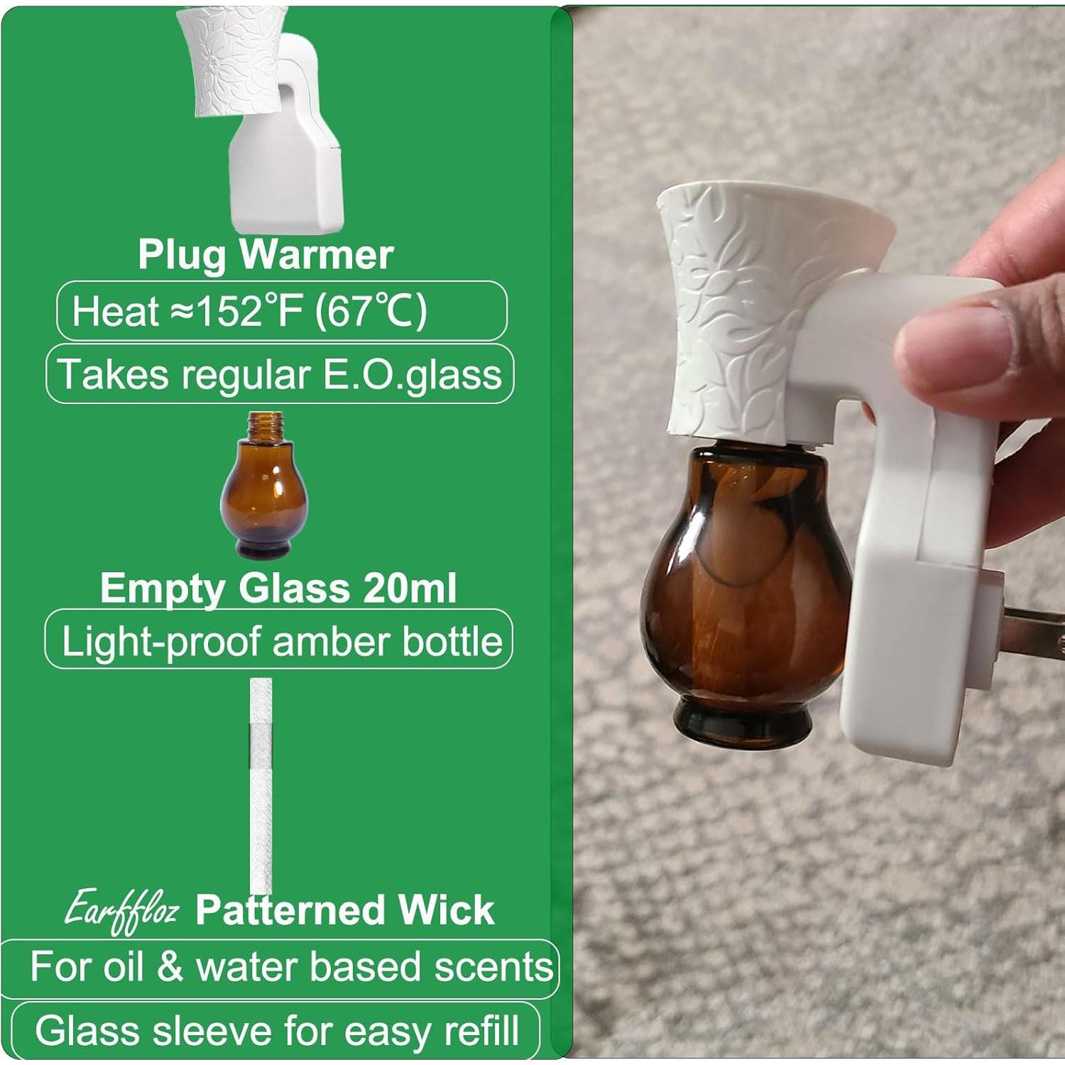 Difusor de Aceite Esencial Enchufable Earffloz 2 Paquetes Blanco