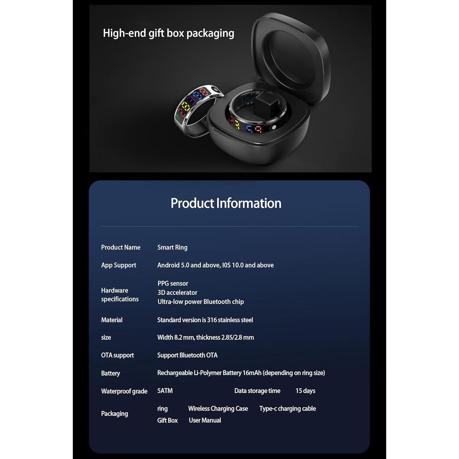 Anillo Inteligente R12 de Fitness Impermeable 5ATM - H12