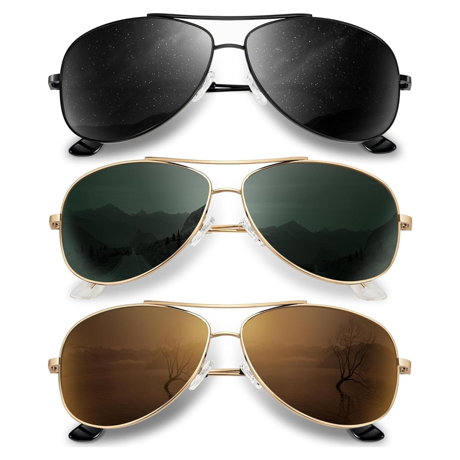 Gafas de Sol Polarizadas Aviador KALIYADI UV400 3 Pack