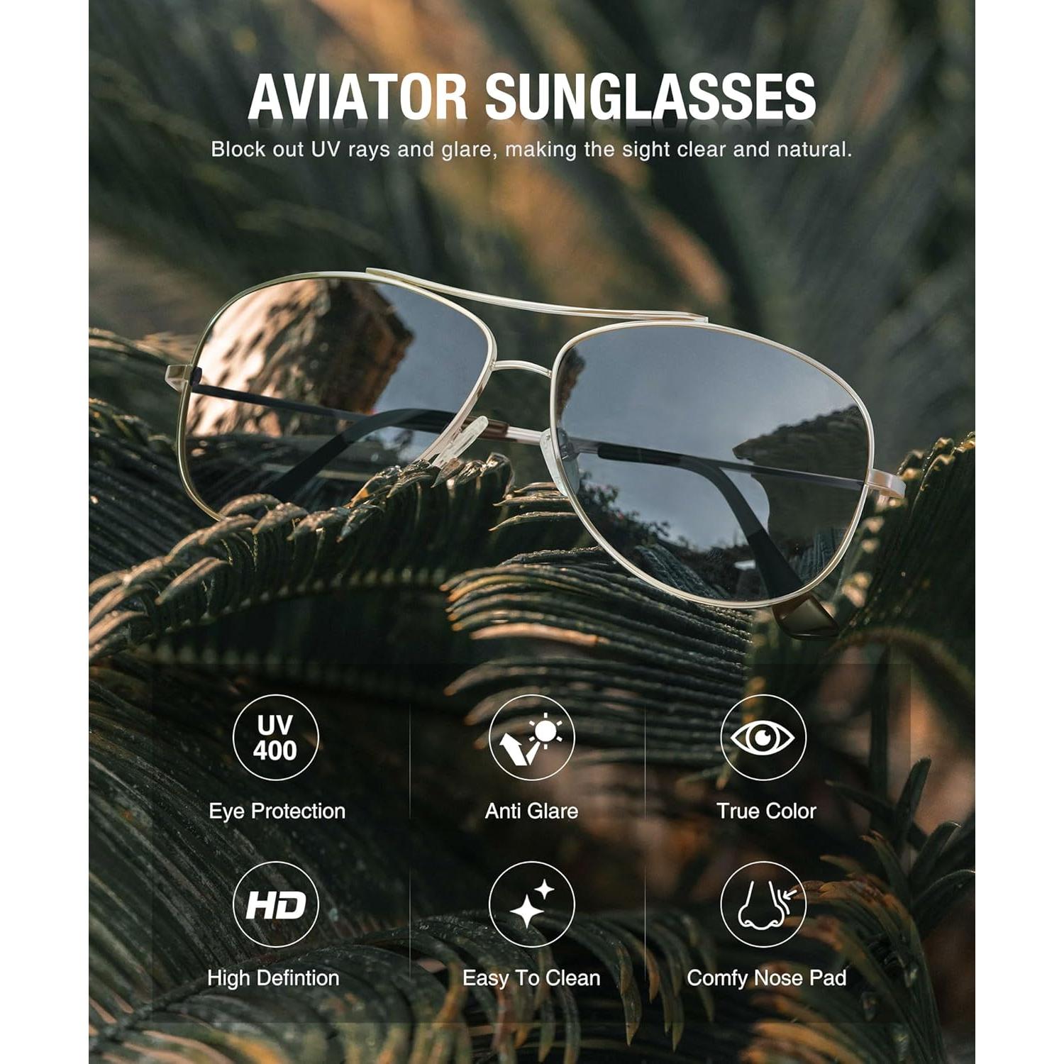 Gafas de Sol Polarizadas Aviador KALIYADI UV400 3 Pack