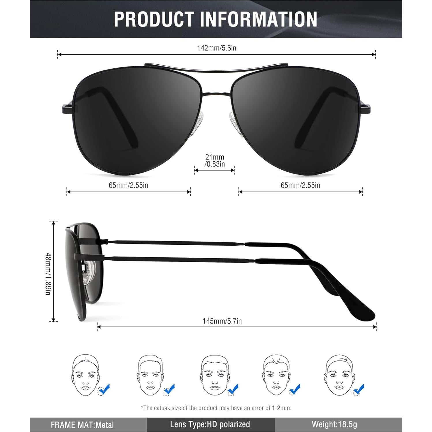 Gafas de Sol Polarizadas Aviador KALIYADI UV400 3 Pack