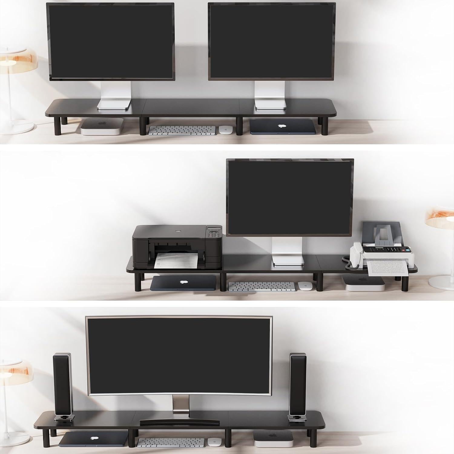 Soporte Elevador Doble Monitor WEGASTU 111.1 cm Negro