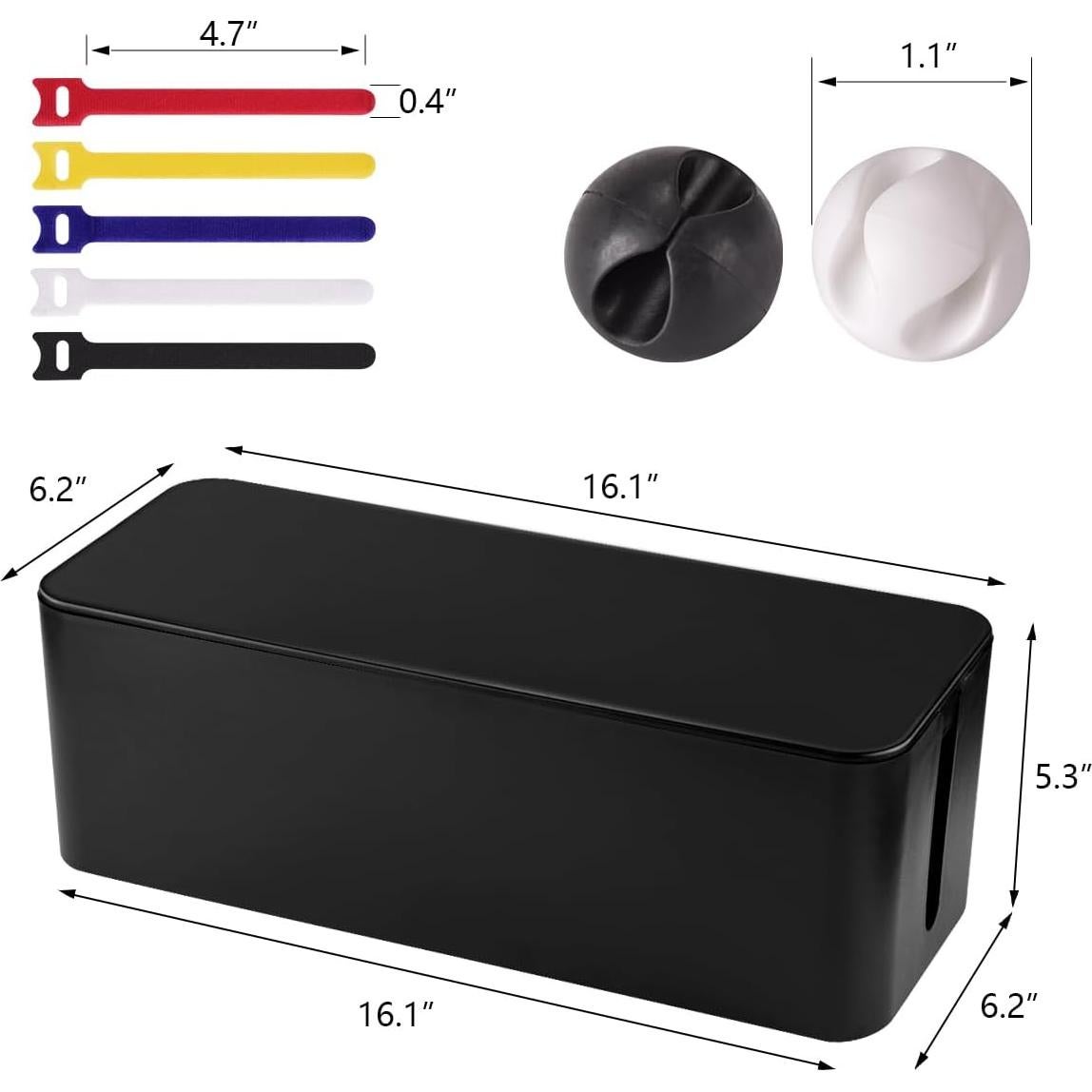 Caja de Gestión de Cables Tuwechen Grande Negra 40.9x15.7cm