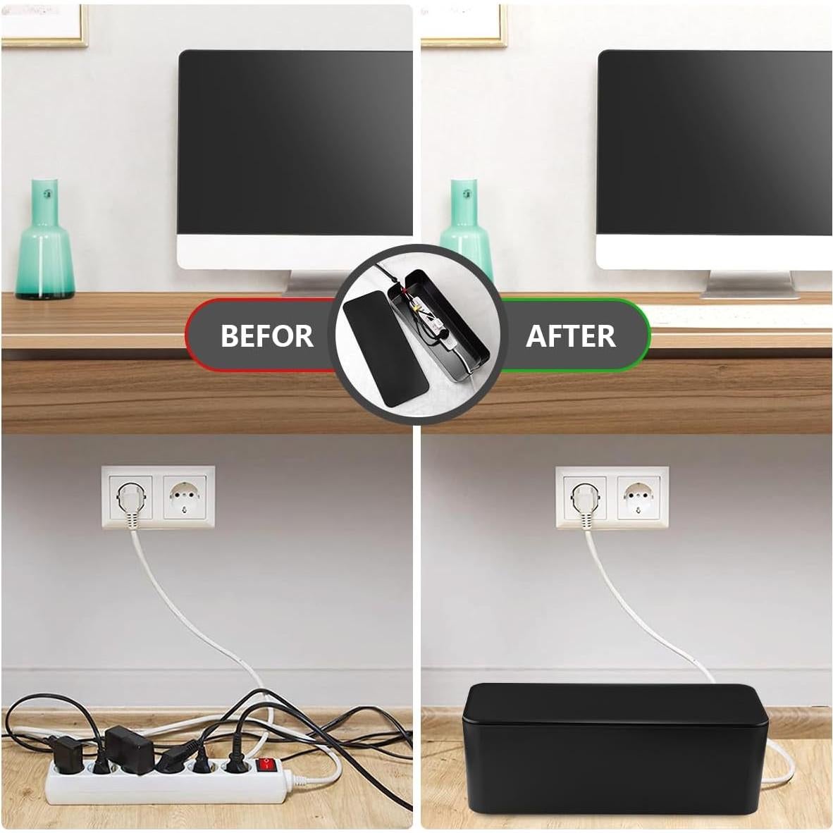 Caja de Gestión de Cables Tuwechen Grande Negra 40.9x15.7cm