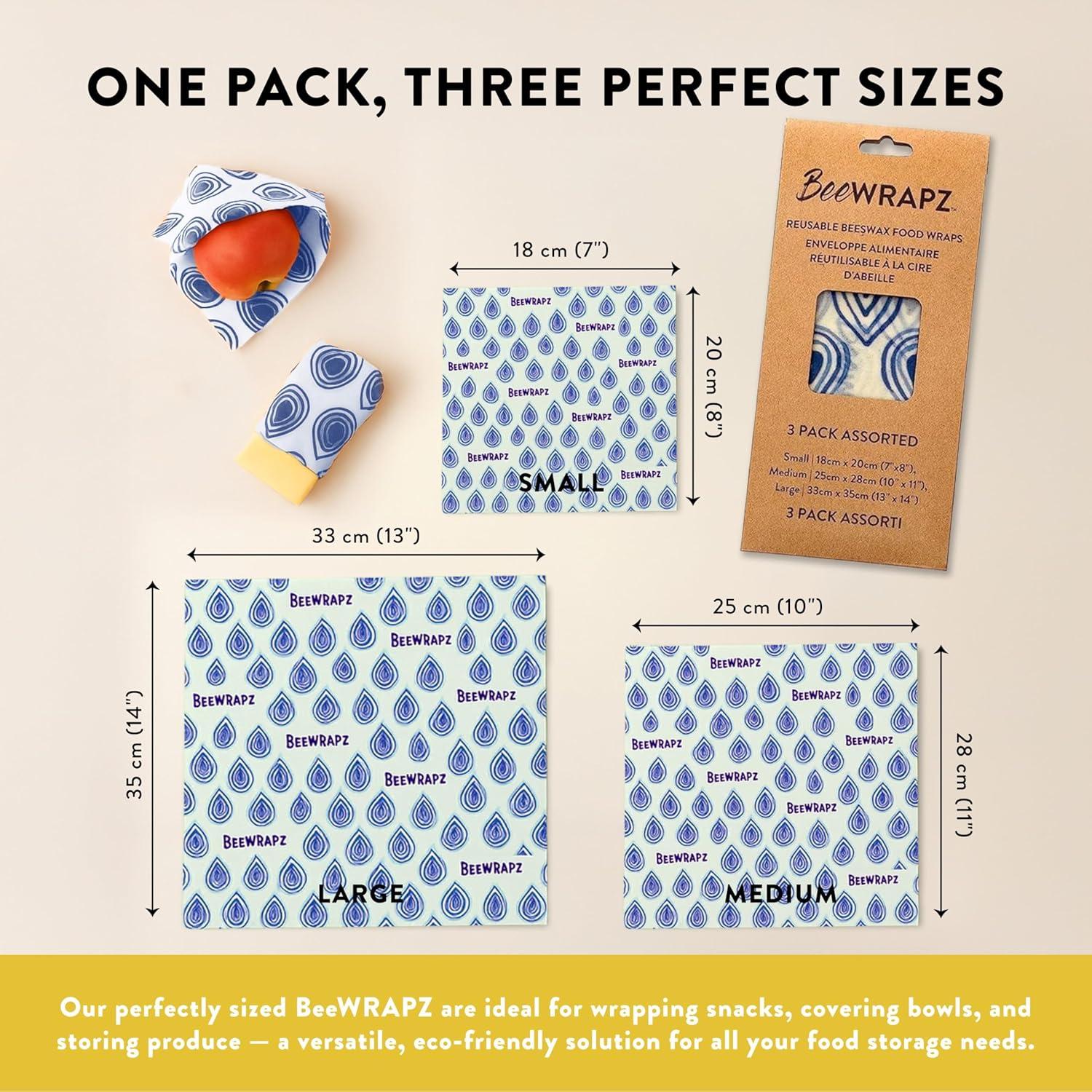 BeeWRAPZ Envolturas de Cera de Abeja Reutilizables - 3 Piezas