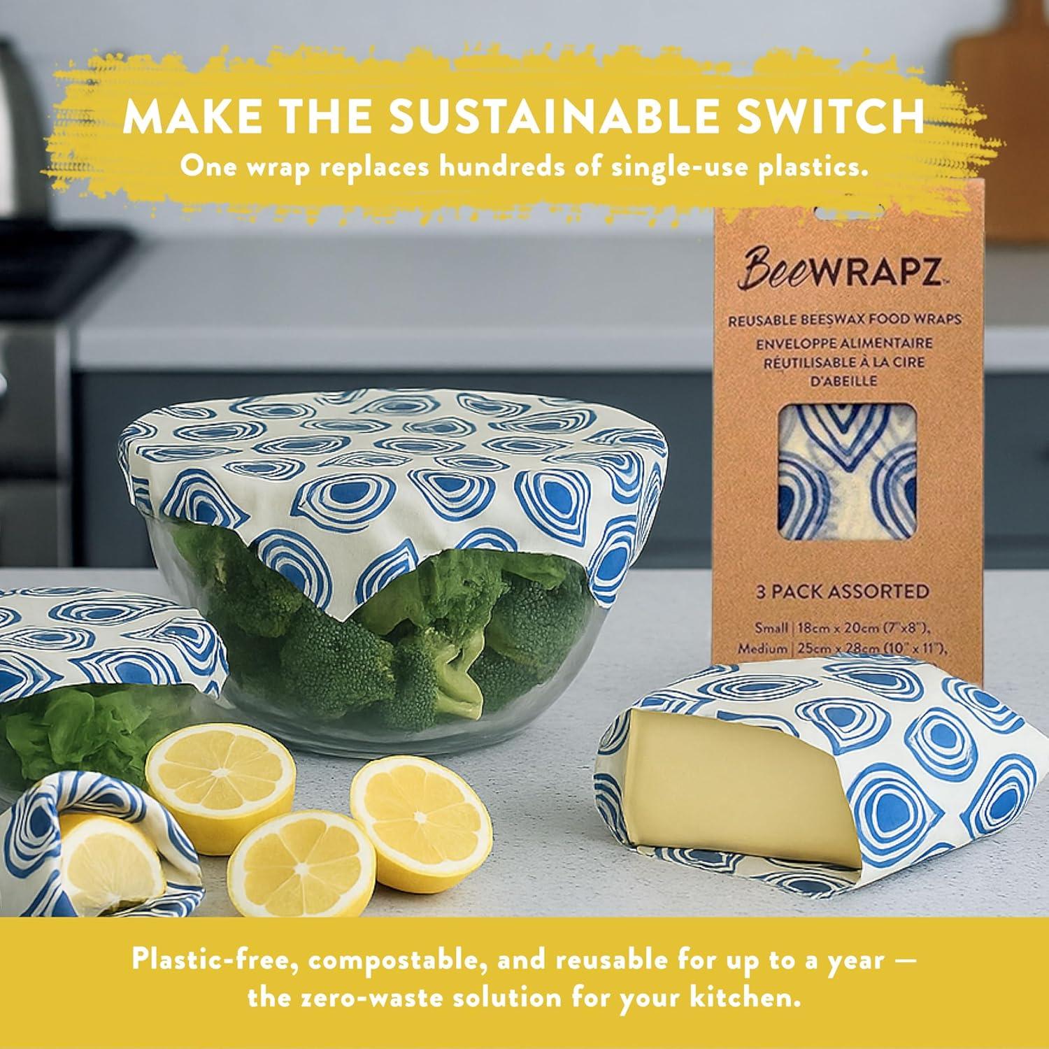 BeeWRAPZ Envolturas de Cera de Abeja Reutilizables - 3 Piezas