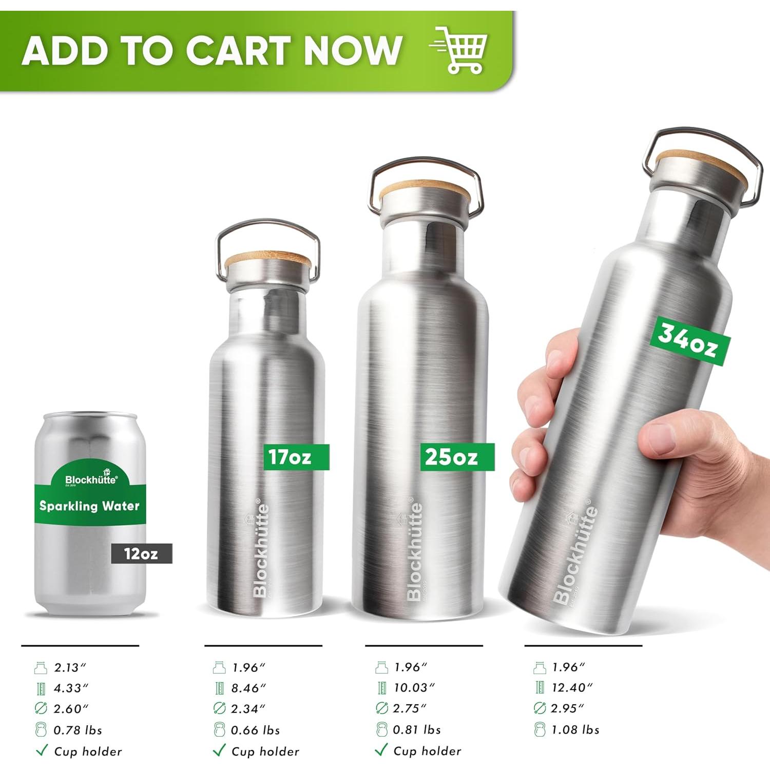 Botella de Agua Aislada Blockhütte 500ml Acero Inoxidable