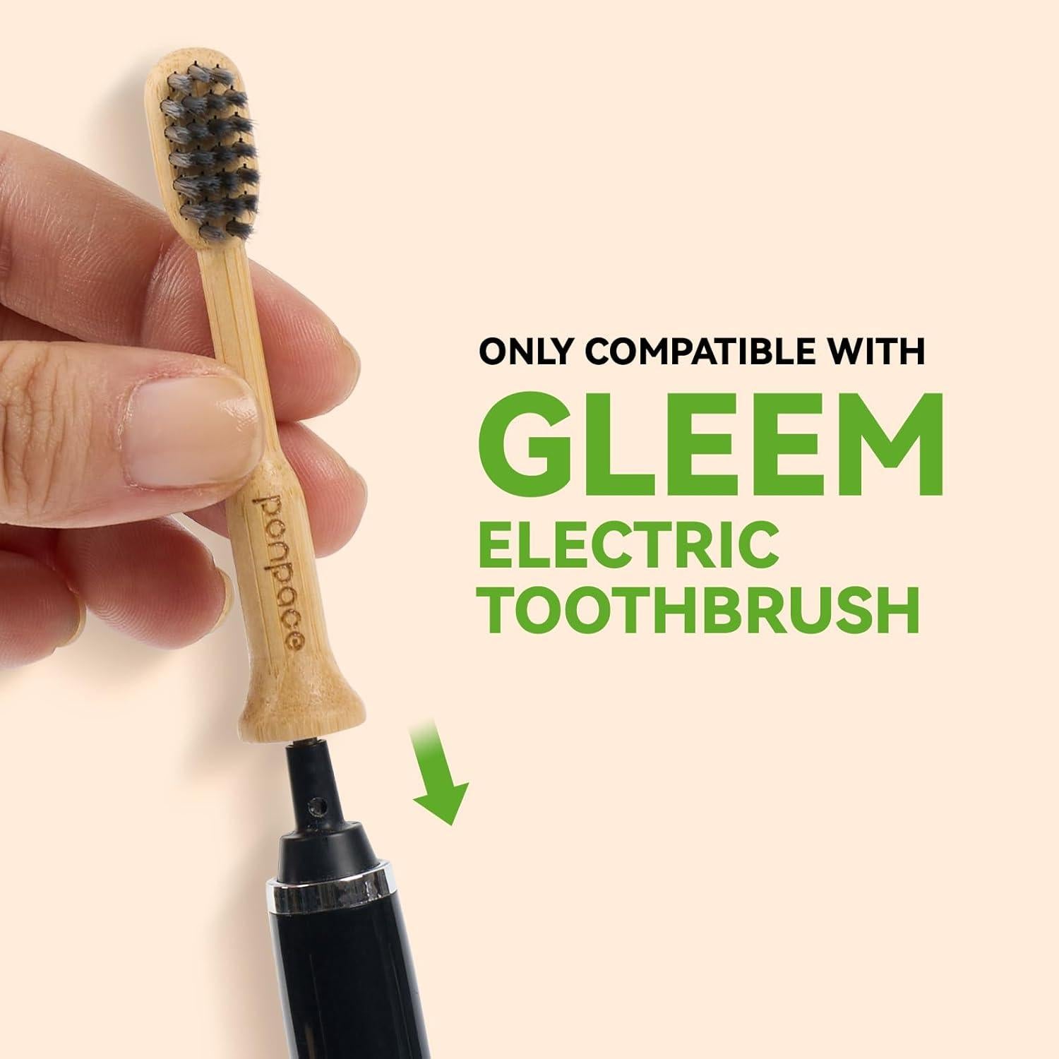 Cabezas de cepillo de dientes de bambú Ponpace - Cerdas suaves con carbón