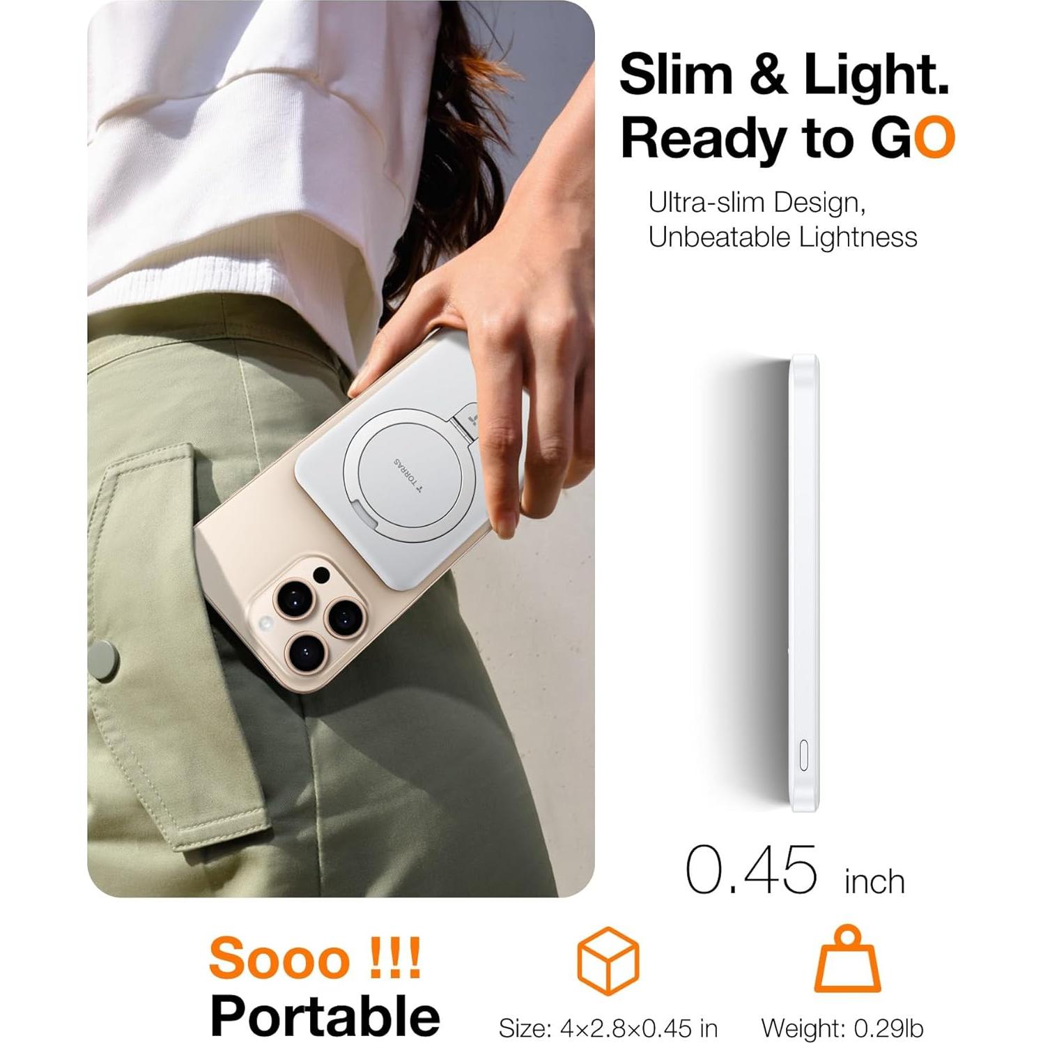 Cargador Portátil Magnético TORRAS EasyGo 5000mAh Blanco