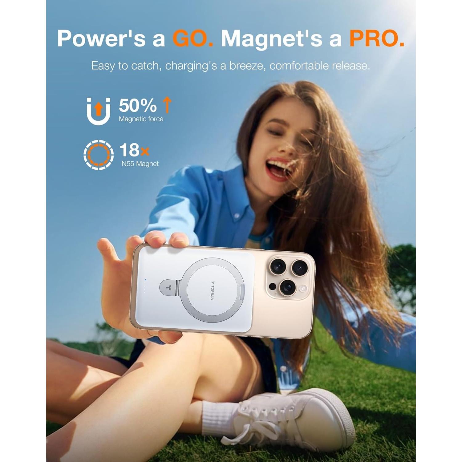 Cargador Portátil Magnético TORRAS EasyGo 5000mAh Blanco