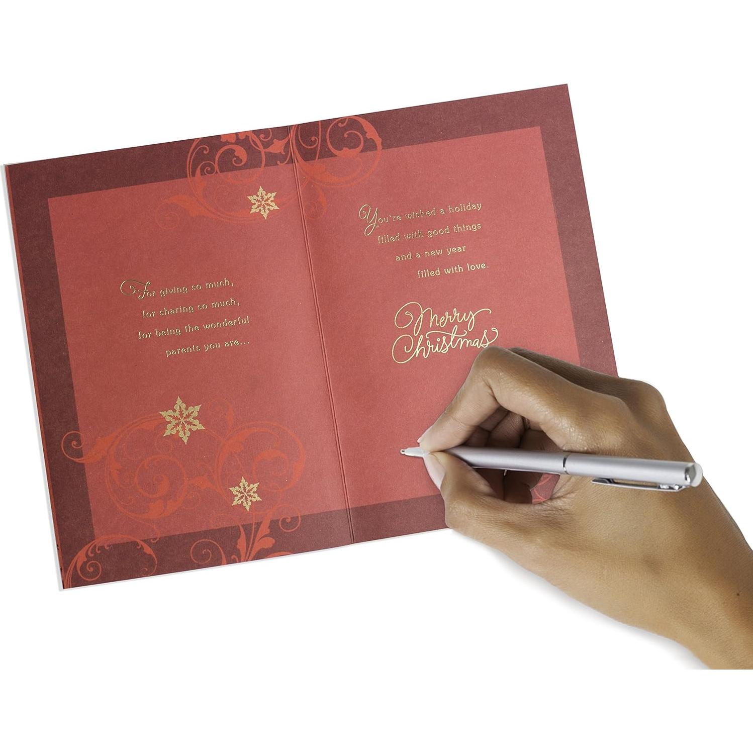 Tarjeta de Navidad Hallmark para Mamá y Papá - Árbol Rojo