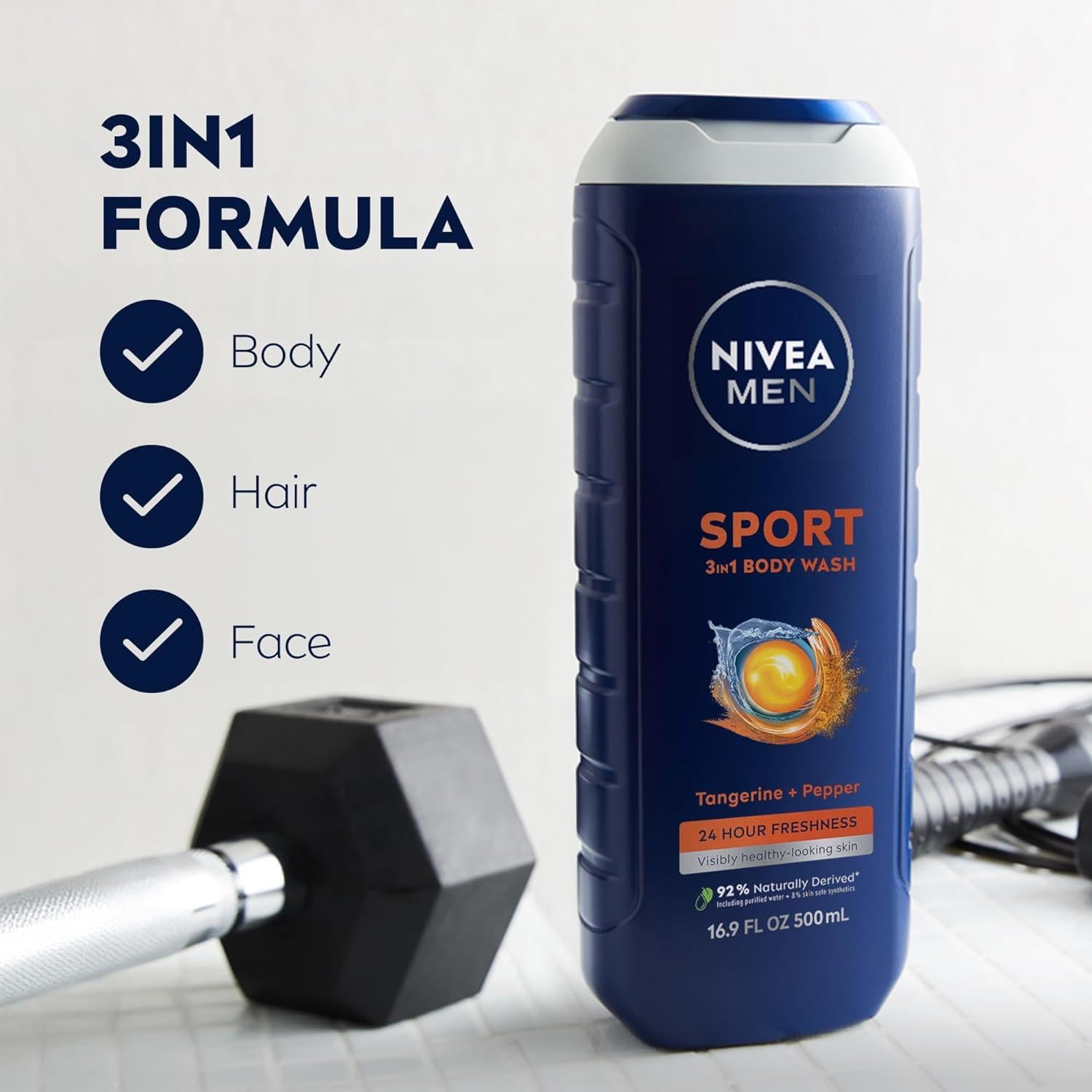 Gel de Ducha NIVEA Men Sport 3 en 1 500 ml Aroma Mandarina