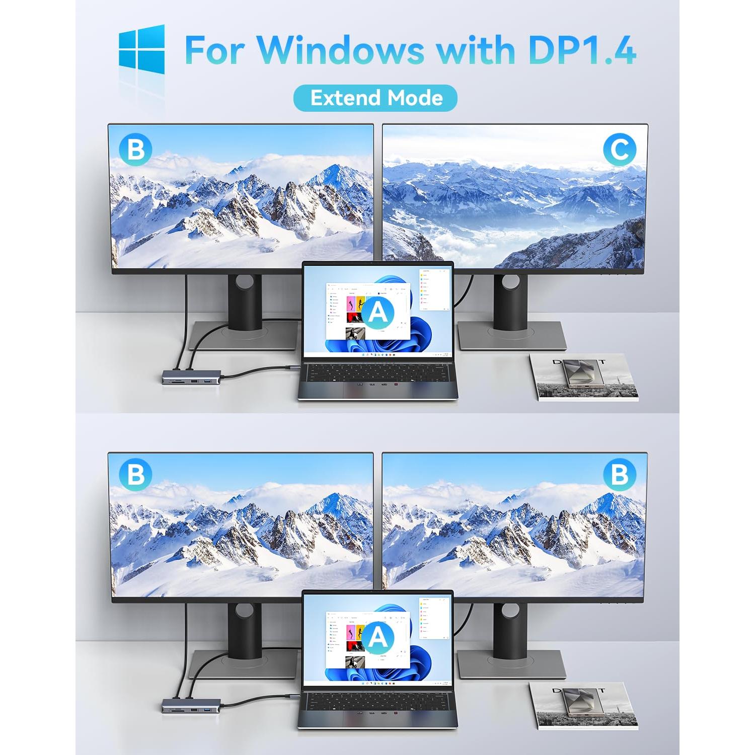 Estación de Acoplamiento 9 en 1 LIONWEI USB C Doble HDMI 4K