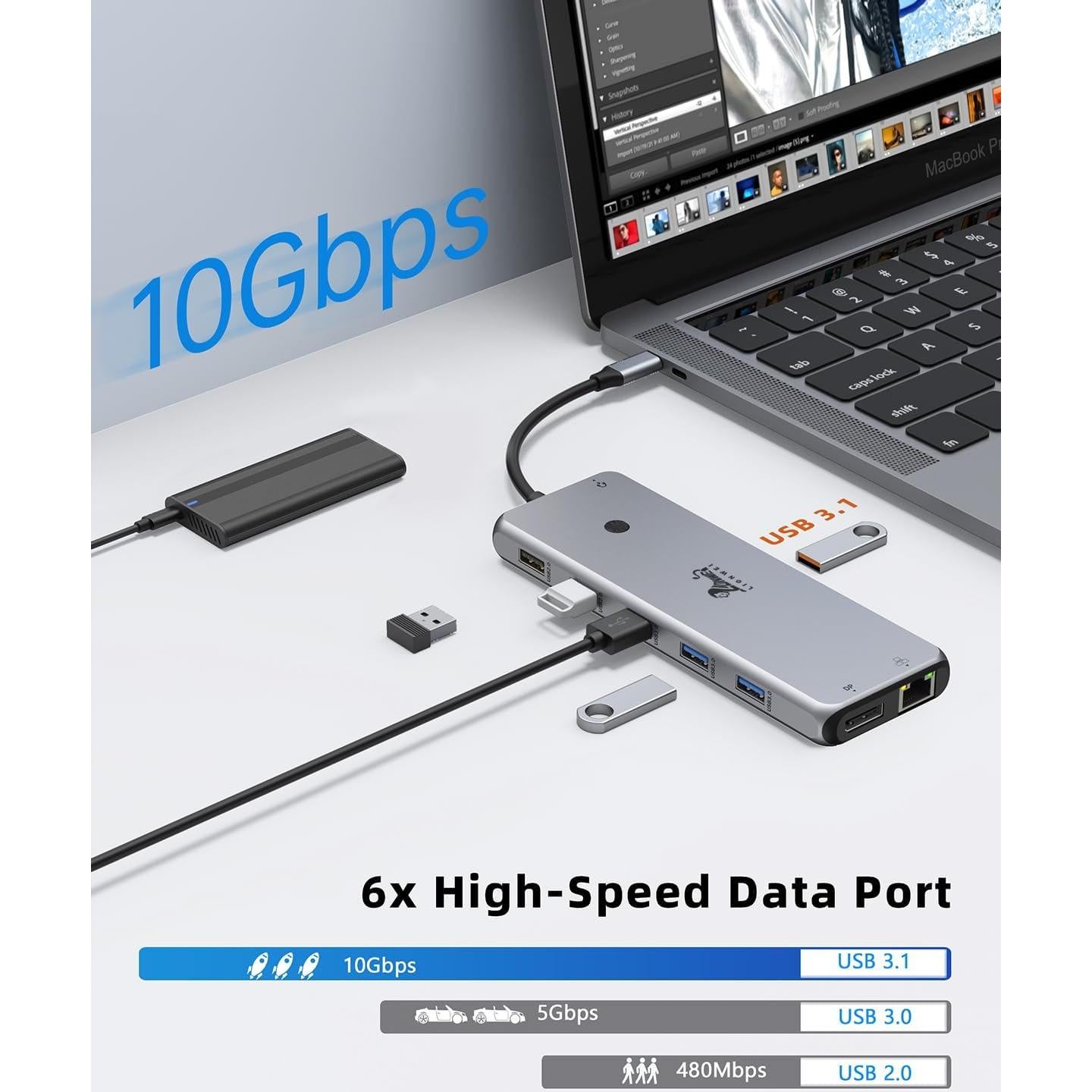 Estación de Acoplamiento 13 en 1 LIONWEI para Laptop 4K