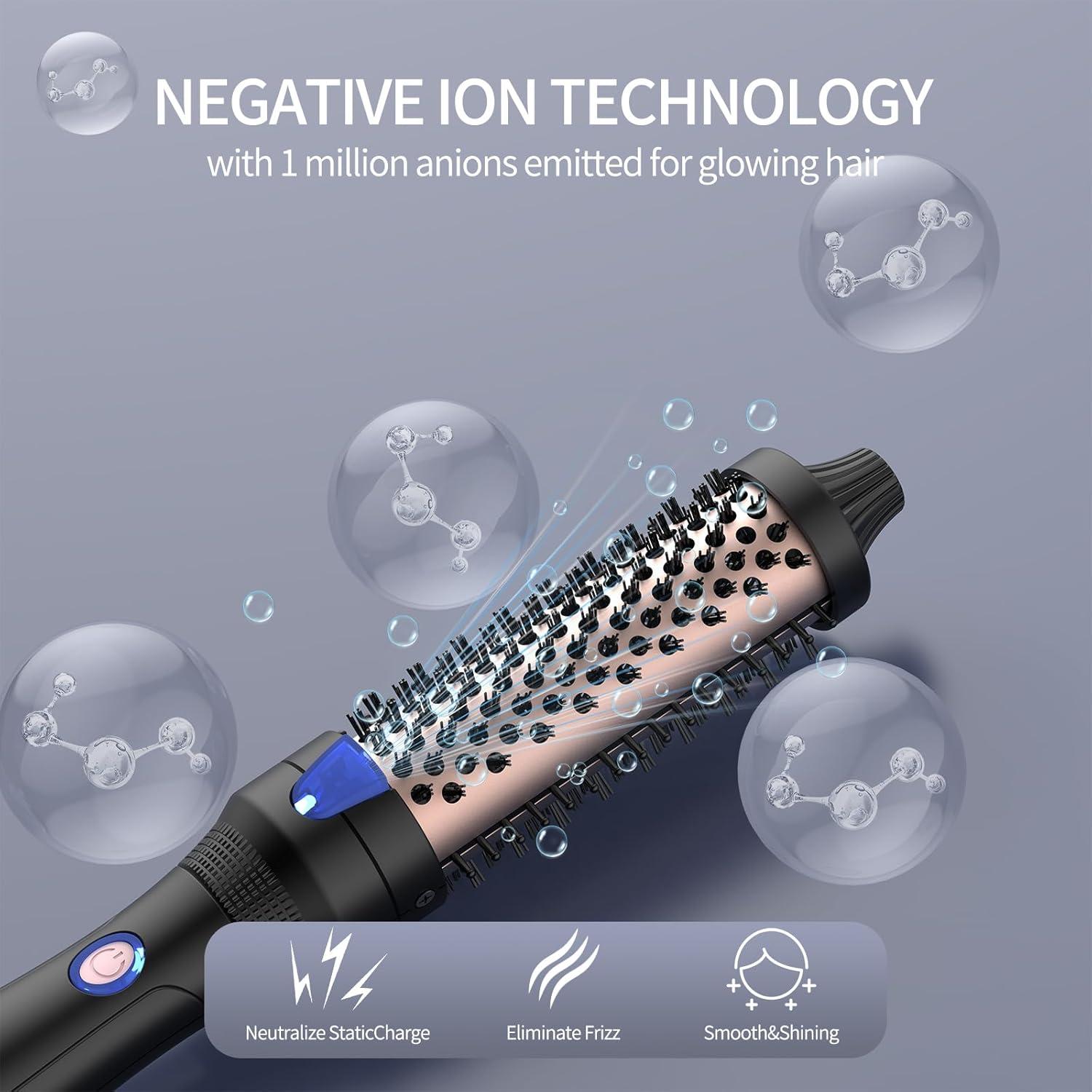 Cepillo Calentador K&K Cerámica Iónica 1.25" Negro