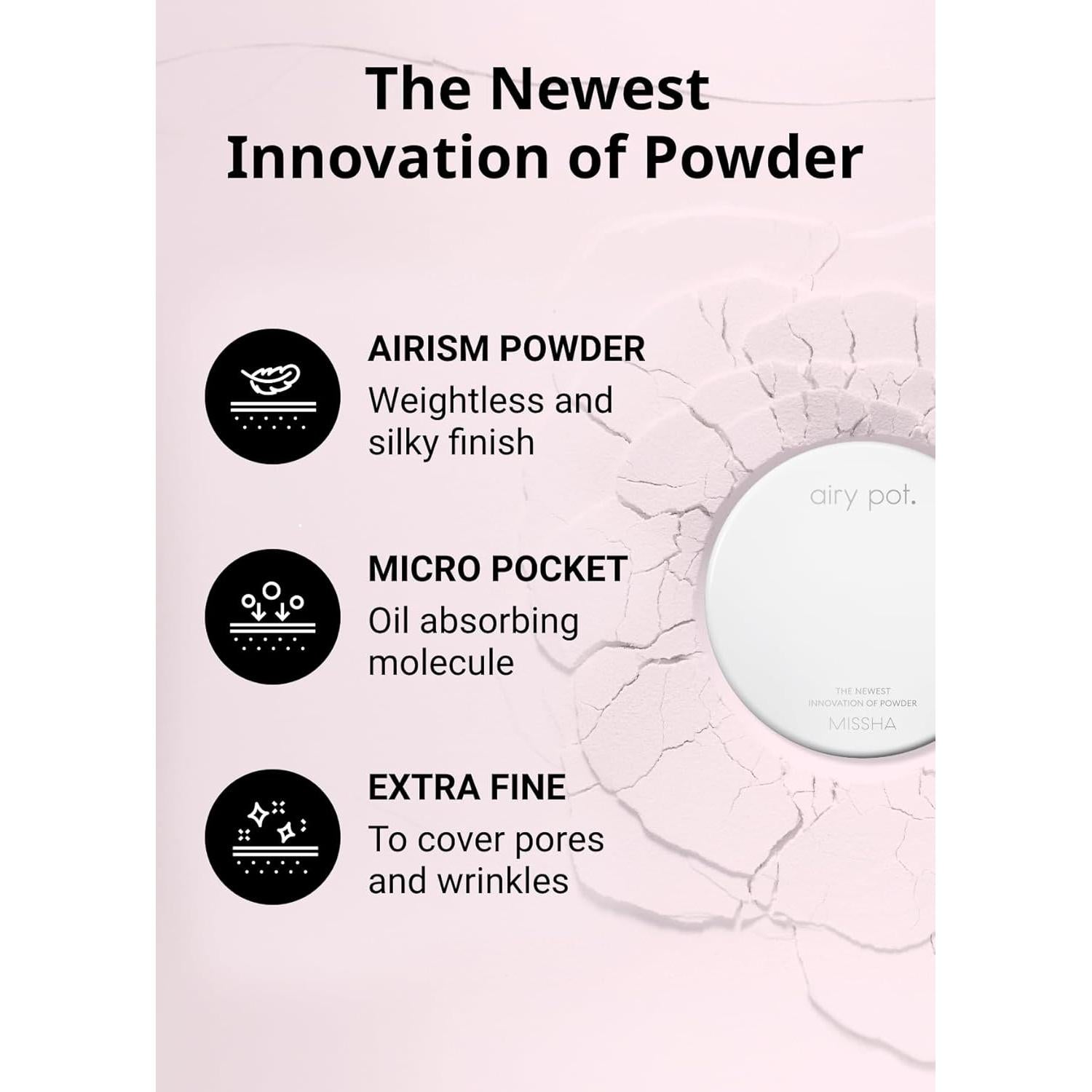 Polvo Compacto Presionado MISSHA Rosa Airy Pot 5g - Acabado Radiante