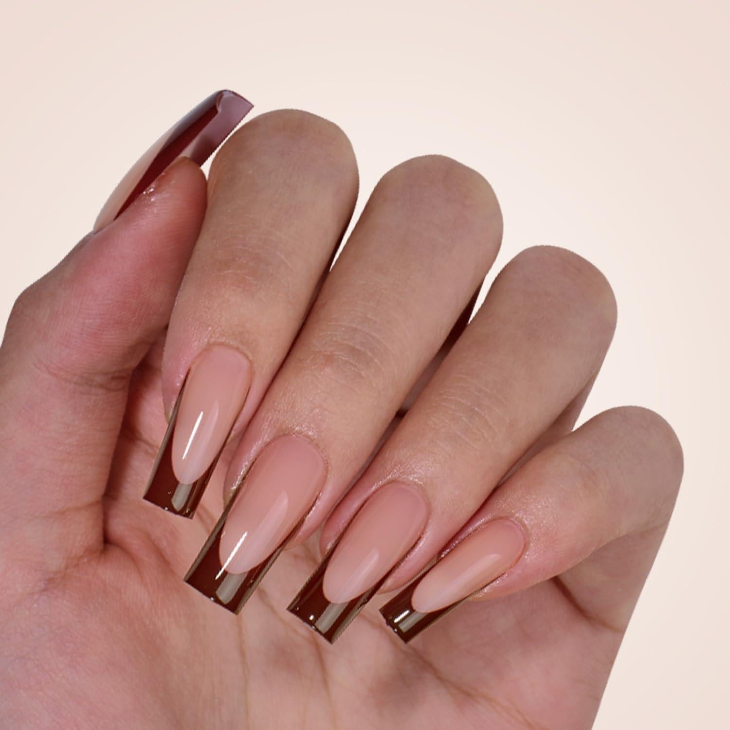 Uñas Postizas BTArtboxnails Cuadradas Largas Francés Gel Suave