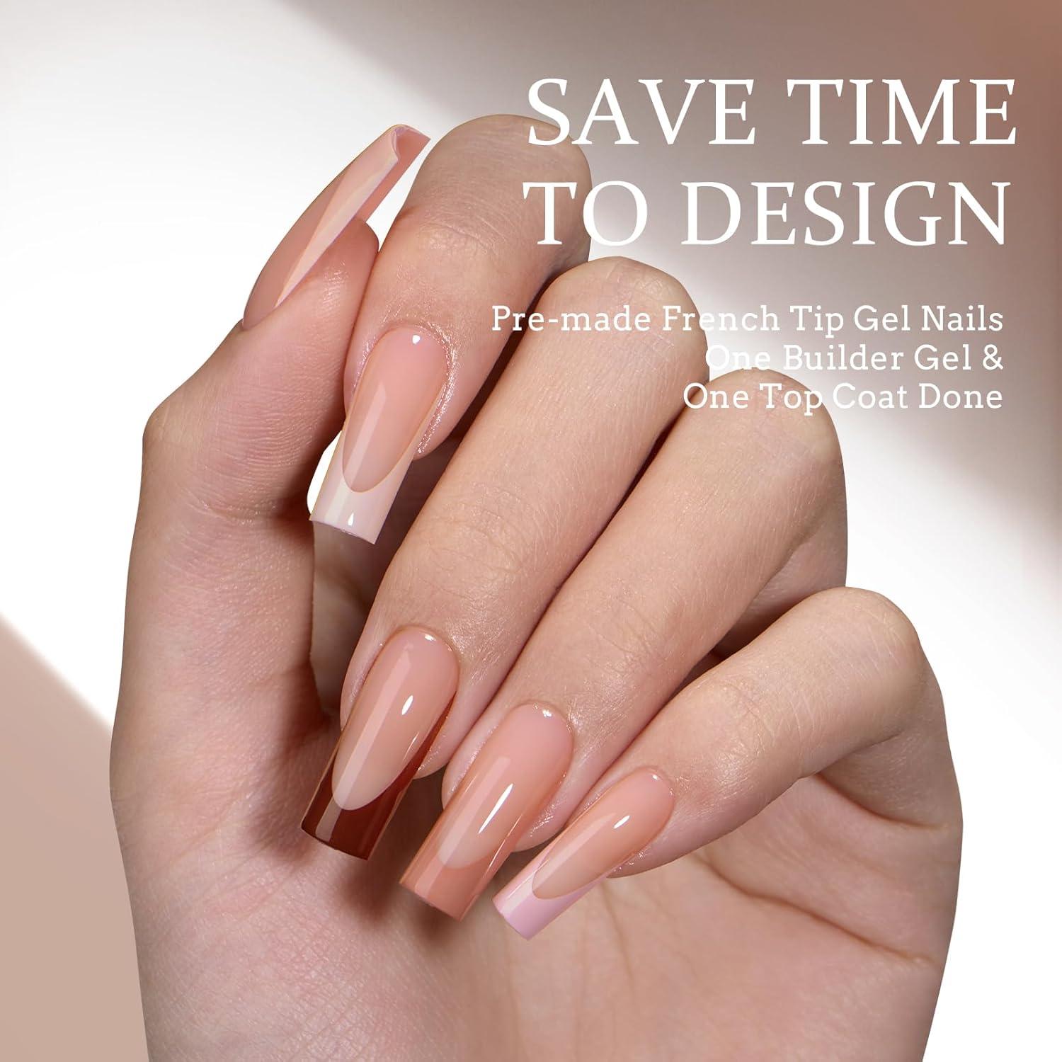 Uñas Postizas BTArtboxnails Cuadradas Largas Francés Gel Suave