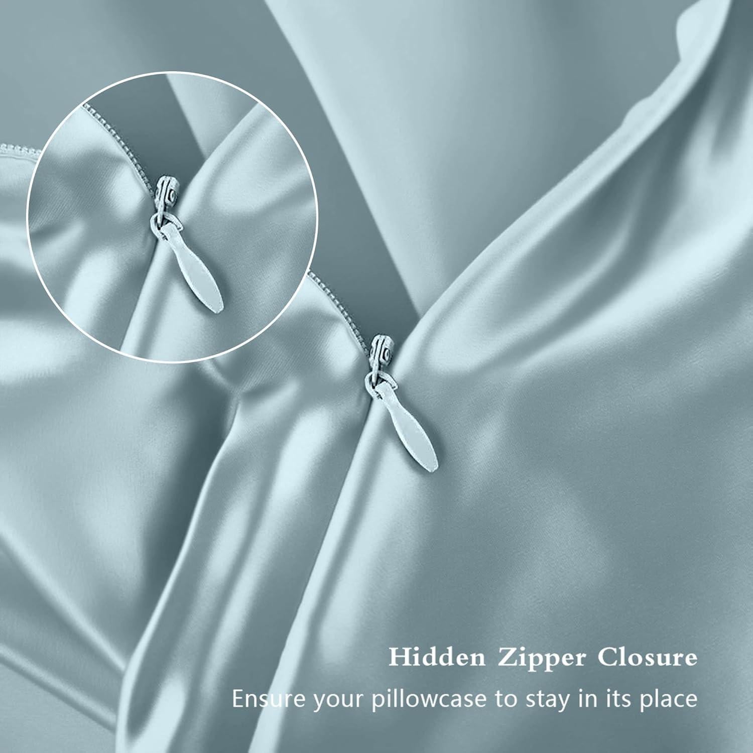 Funda de Almohada de Seda de Morera DKBslik Estándar 50.8x66 cm Azul