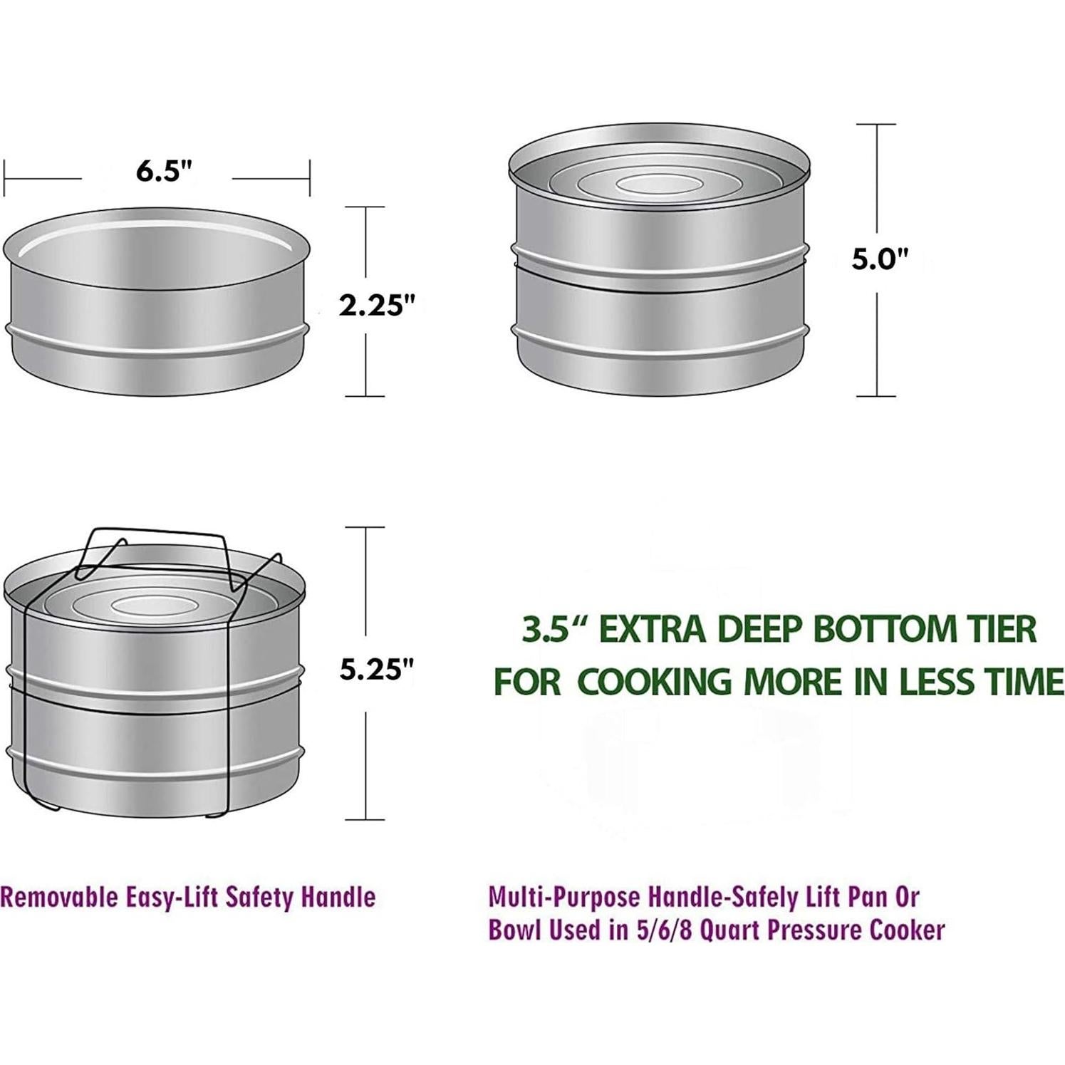 Inserto de Vapor Ecozoi 2 Niveles Acero Inoxidable 3-5 Qt