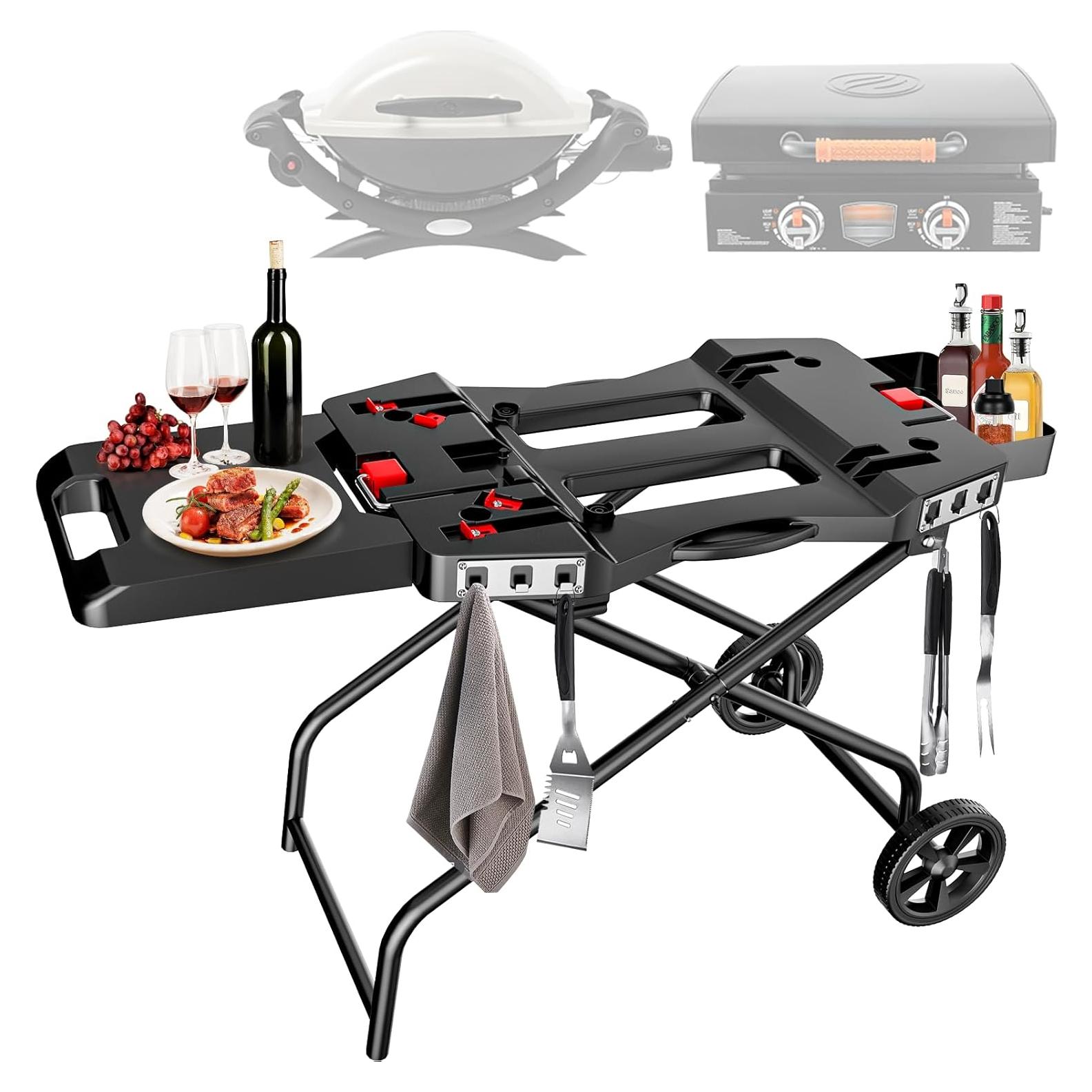 Carrito de Parrilla Portátil Hisencn 66 cm Plegable y Compacto