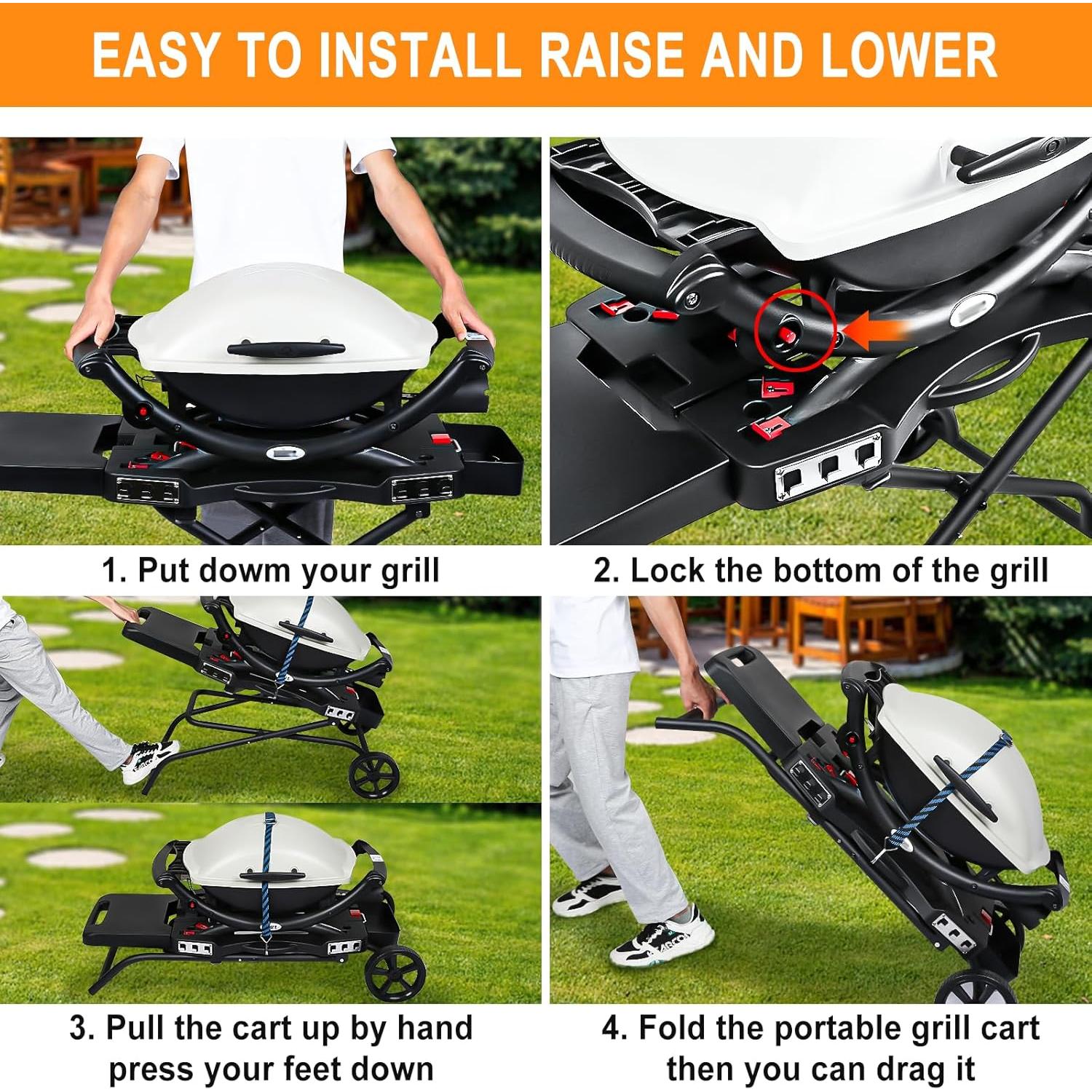 Carrito de Parrilla Portátil Hisencn 66 cm Plegable y Compacto