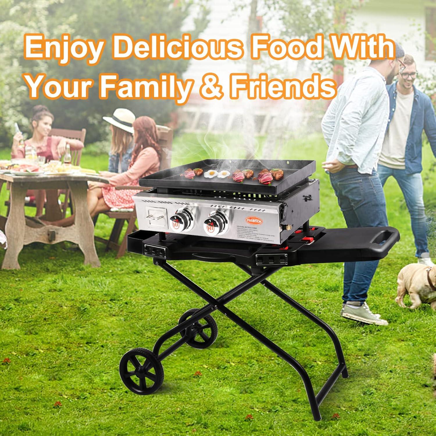 Carrito de Parrilla Portátil Hisencn 66 cm Plegable y Compacto