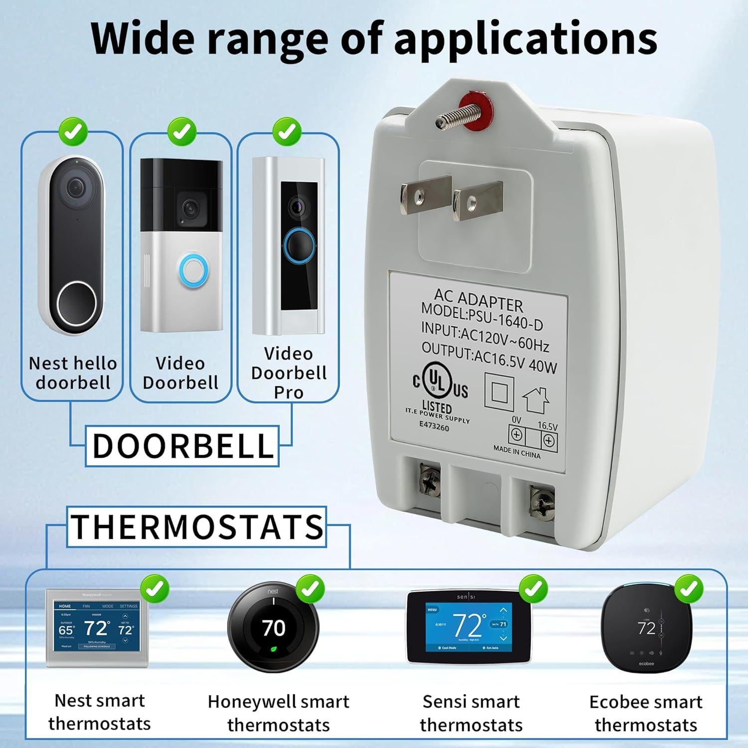 Transformador AC 16.5V 40VA CentroPower para Timbres y Alarmas