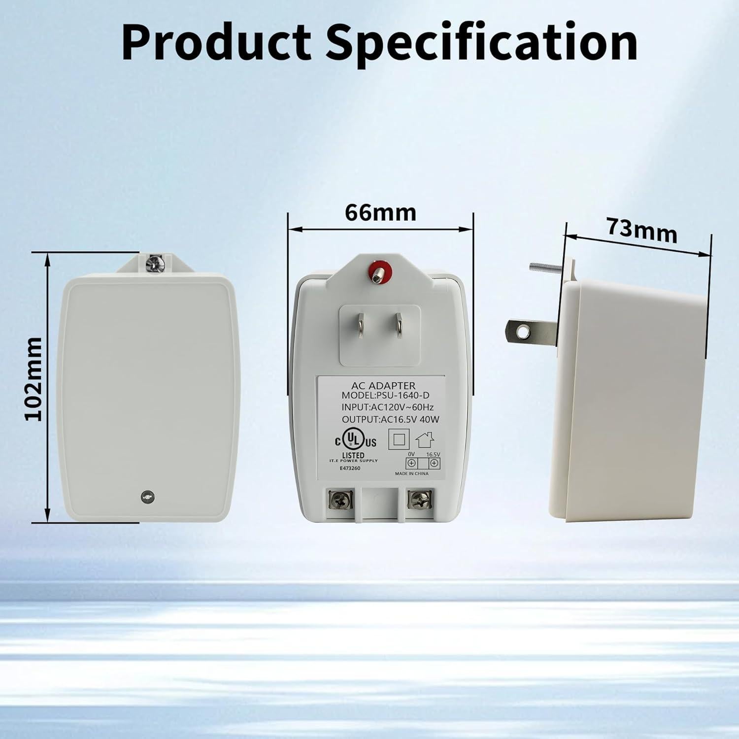 Transformador AC 16.5V 40VA CentroPower para Timbres y Alarmas