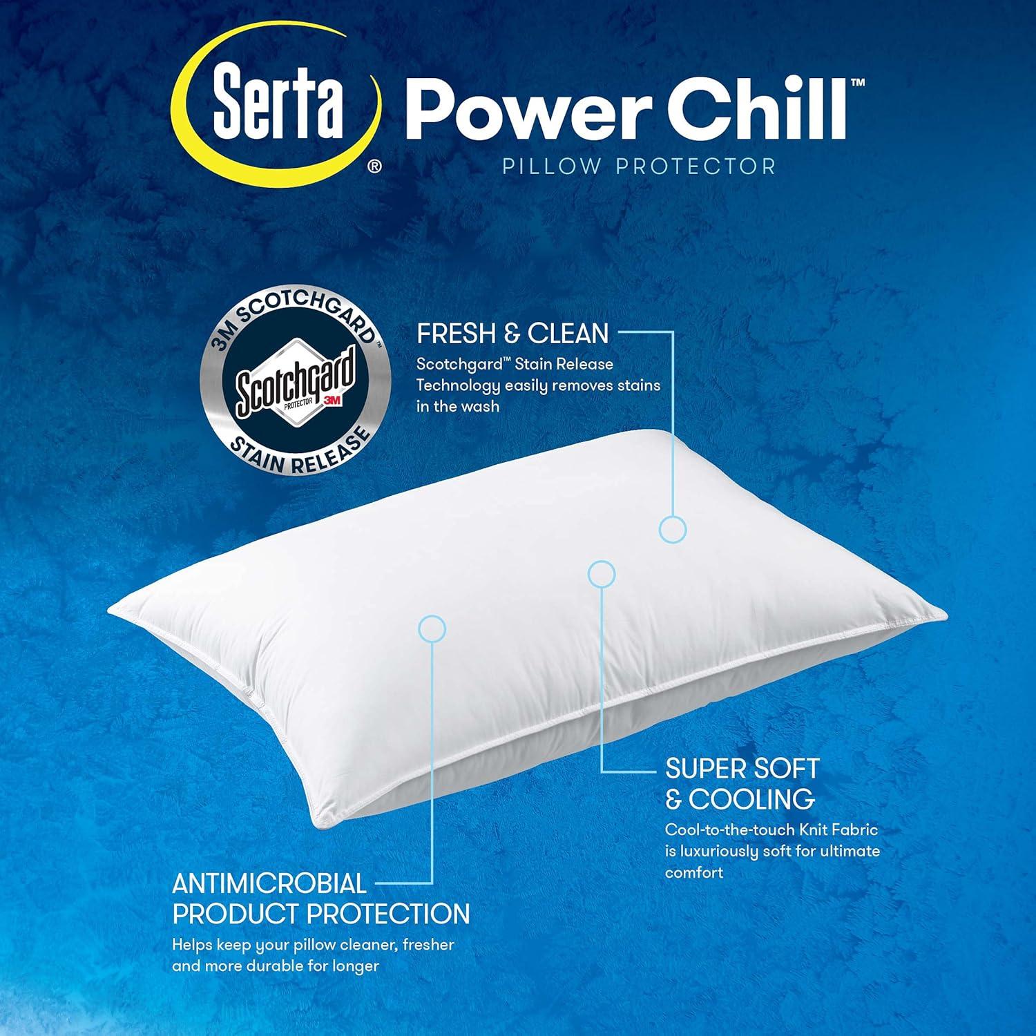 Protectores de Almohada Serta Power Chill Hipoalergénicos - 2 Piezas Reina Blanco