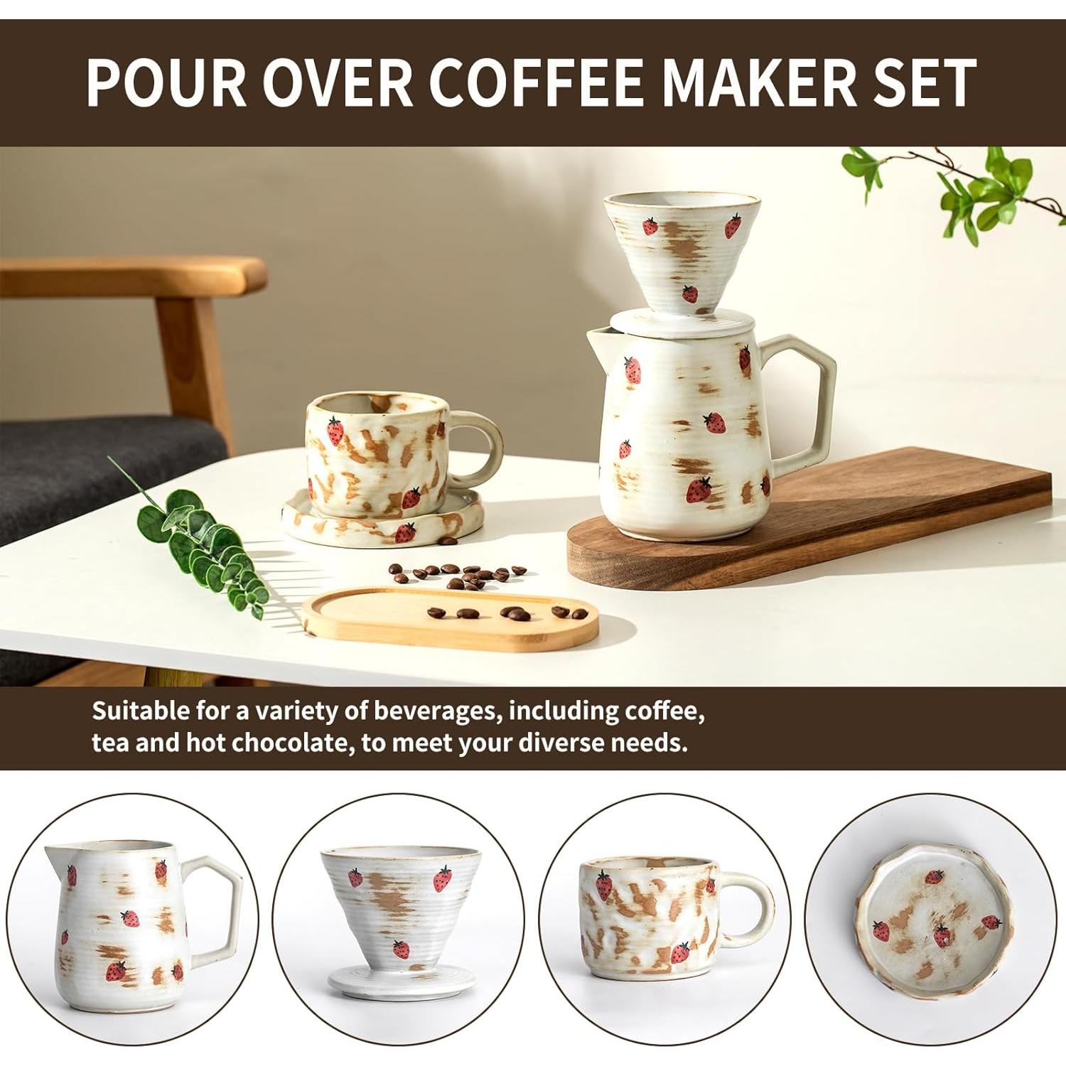 Juego de Cafetera de Goteo Roperu 20 oz con Taza y Filtros