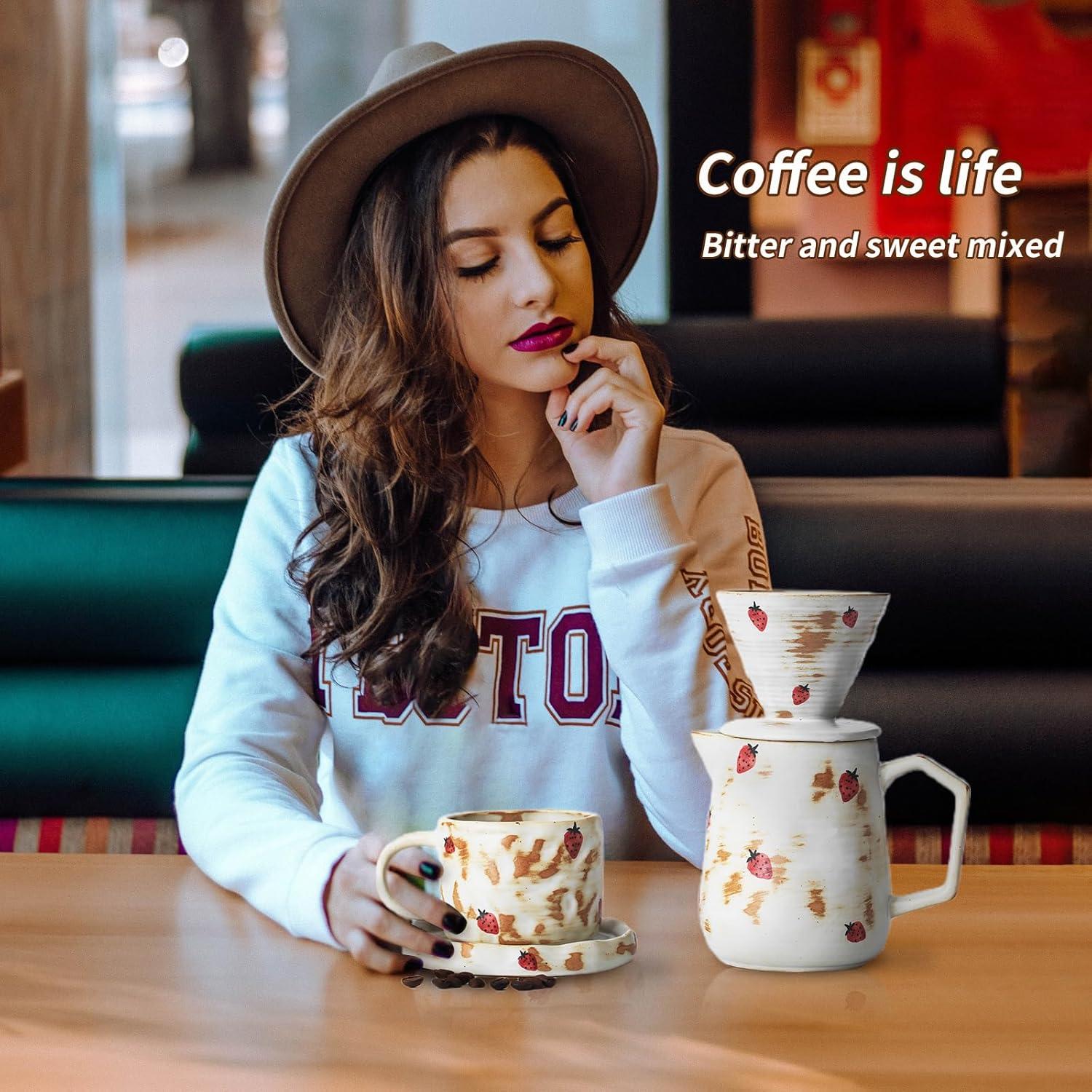 Juego de Cafetera de Goteo Roperu 20 oz con Taza y Filtros