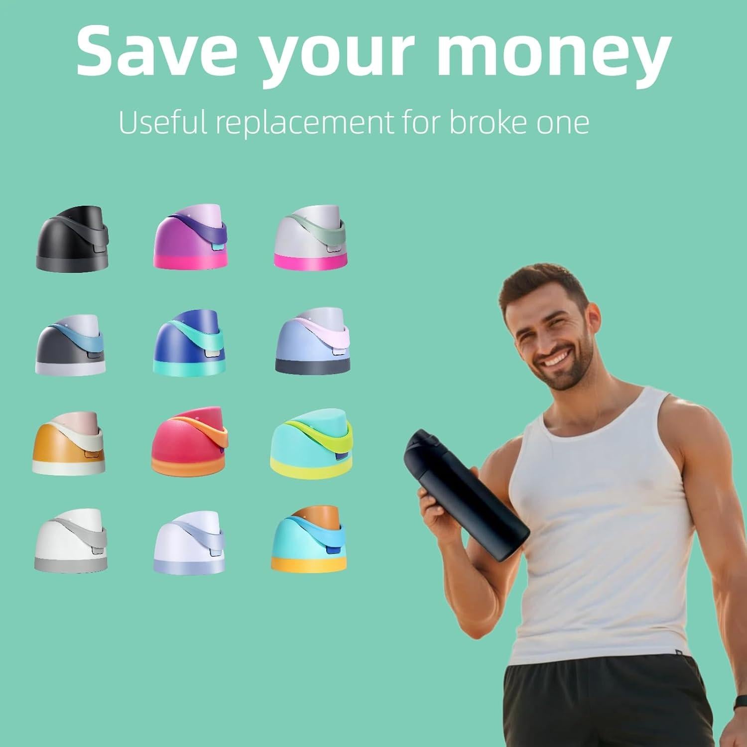 Tapa de Reemplazo KPWIN para Botella Owala Freesip 24oz-40oz Negra