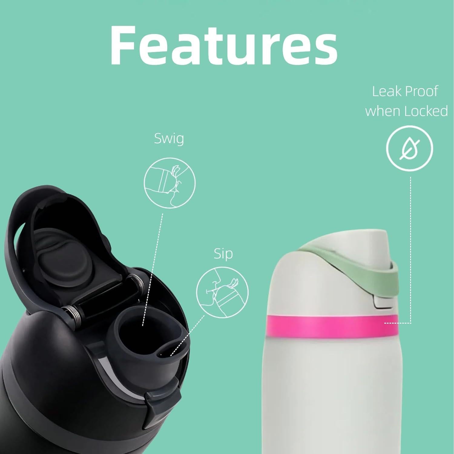 Tapa de Reemplazo KPWIN para Botella Owala Freesip 24oz-40oz Negra