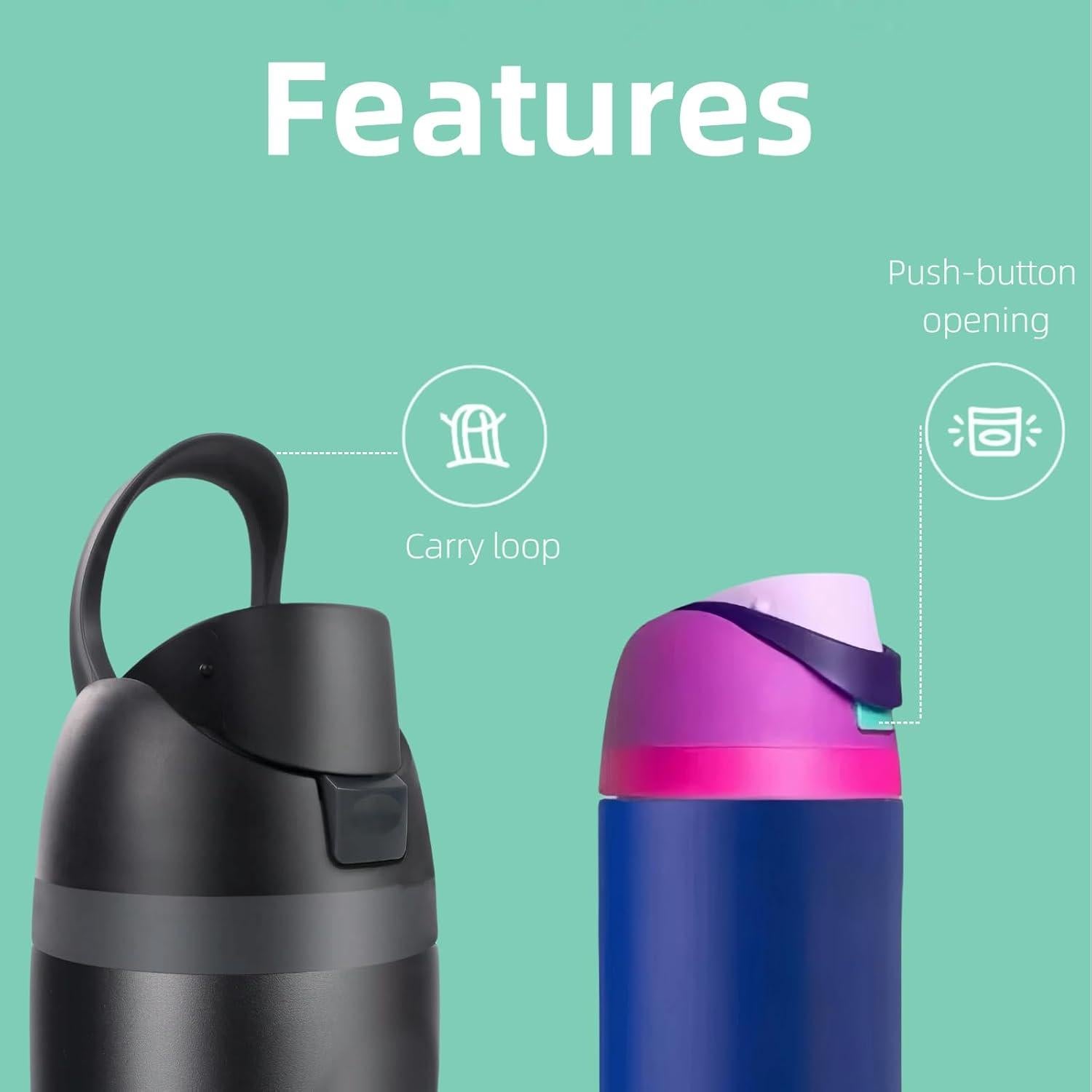 Tapa de Reemplazo KPWIN para Botella Owala Freesip 24oz-40oz Negra