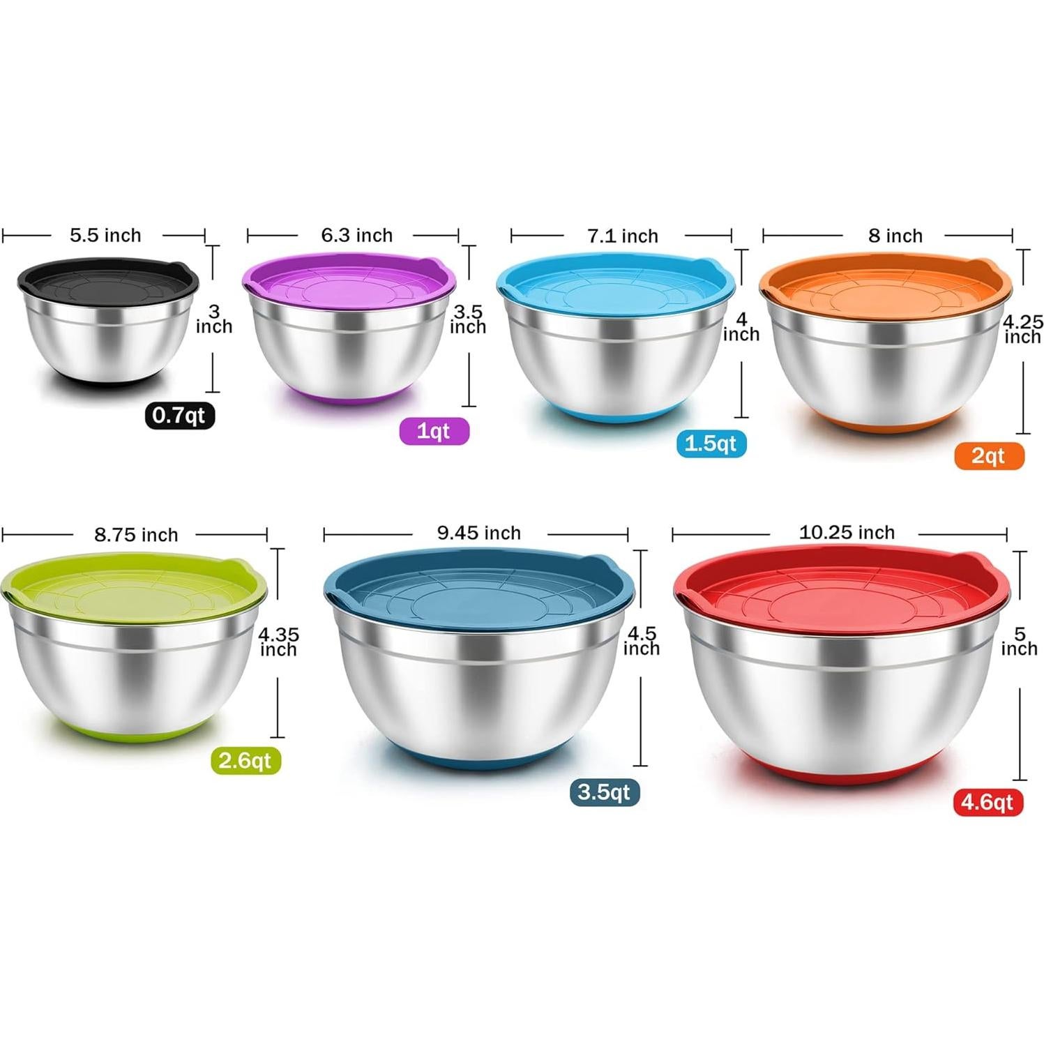 Juego de Cuencos Mezcladores TeamFar 7 Piezas Acero Inoxidable