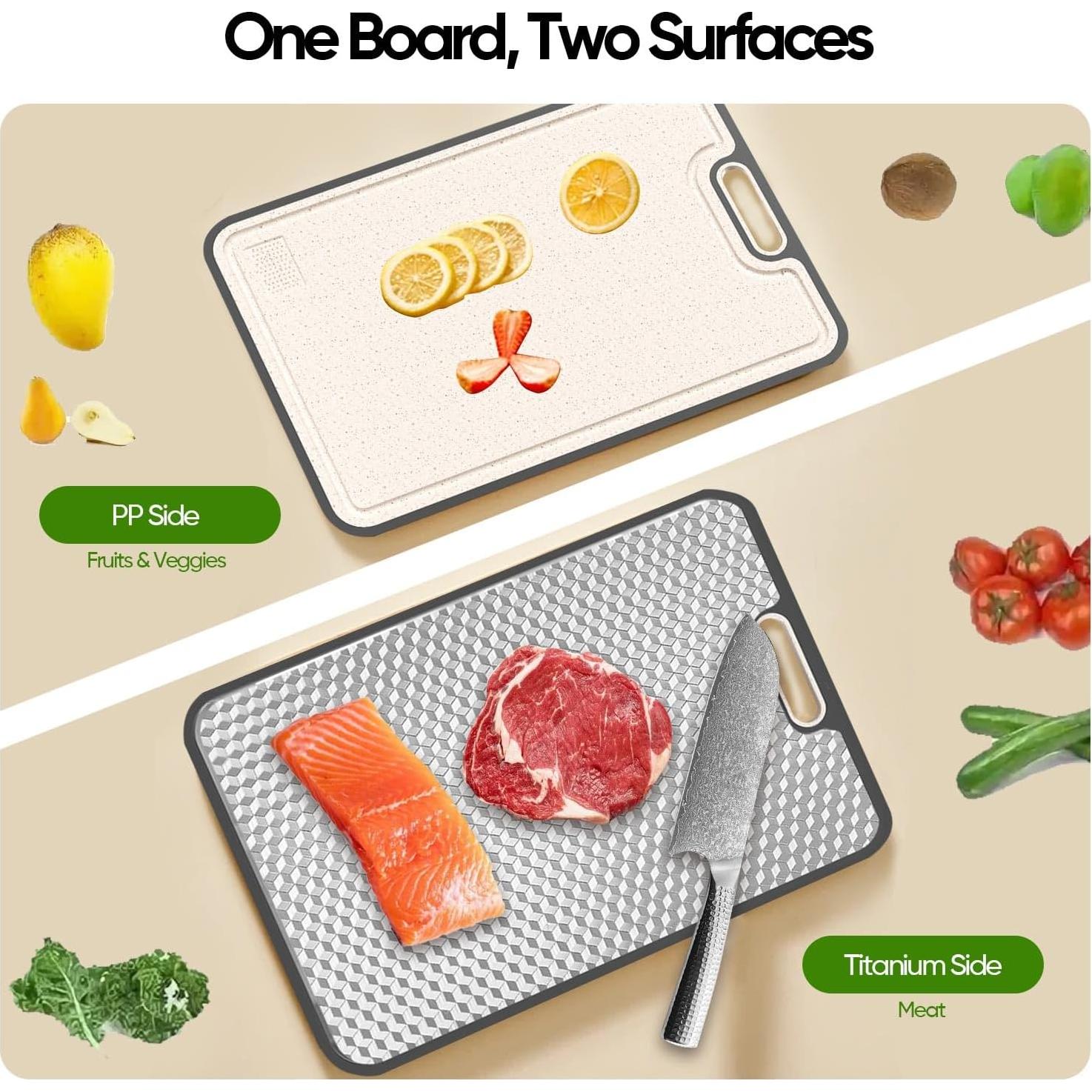 Tabla de Cortar Doble Lado Titanio Puro 38.6x26.4cm jiwasio