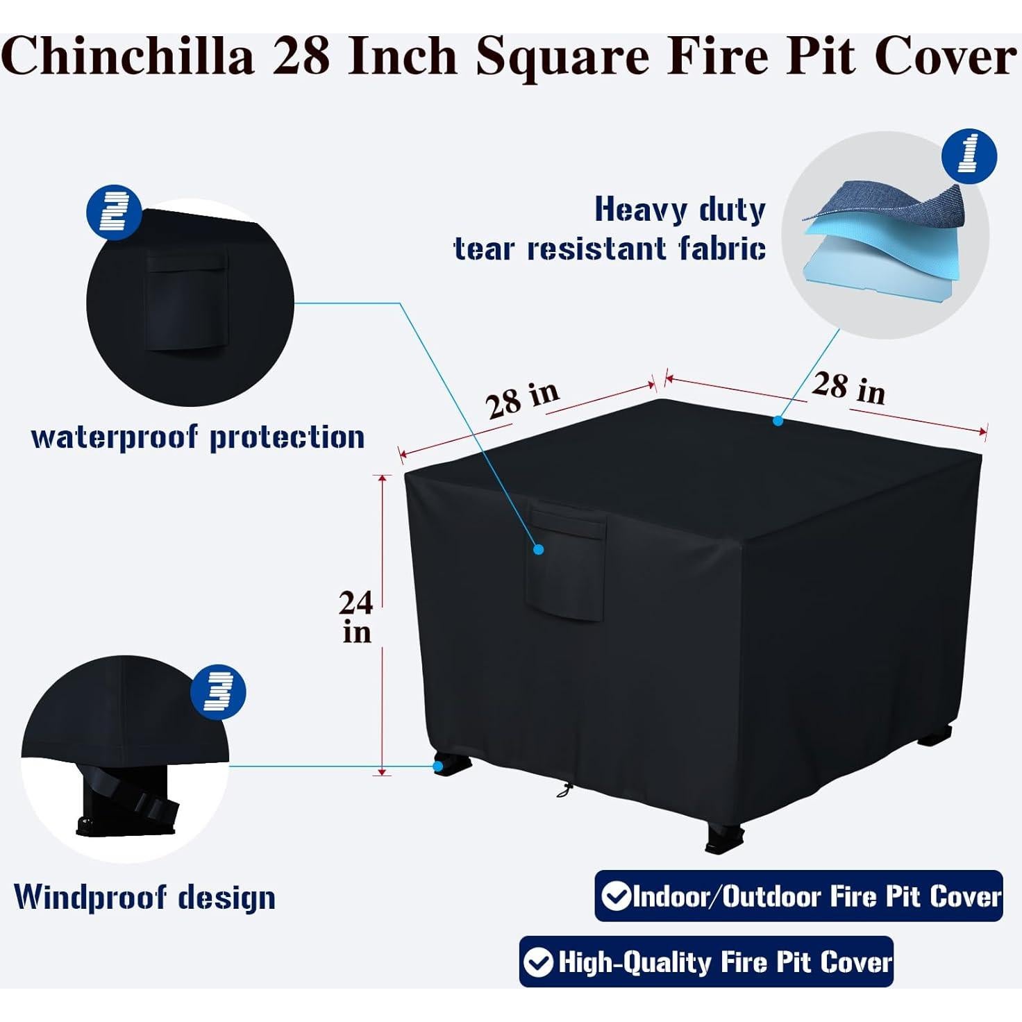 Cubierta de Fuego Cuadrada Chinchilla 71x71x61 cm Resistente