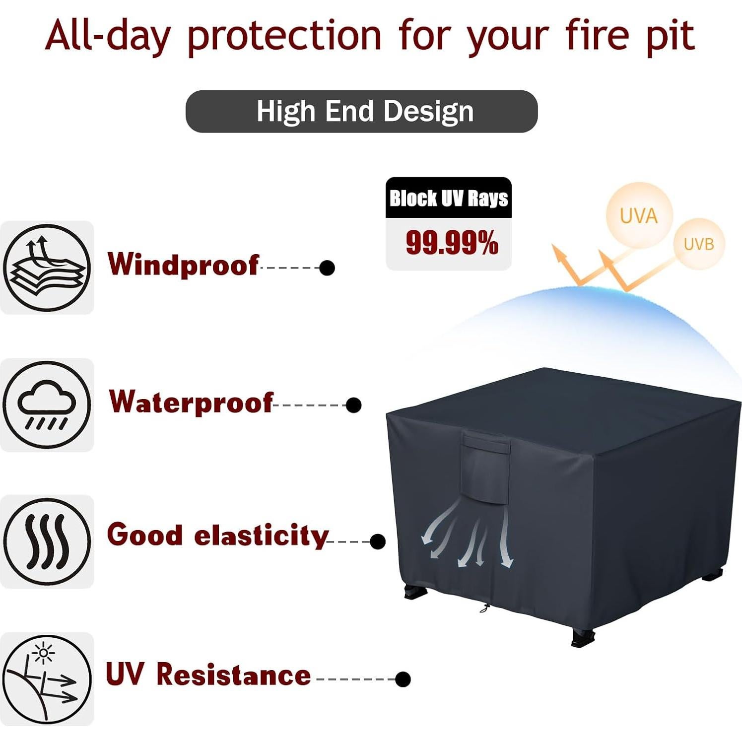 Cubierta de Fuego Cuadrada Chinchilla 71x71x61 cm Resistente