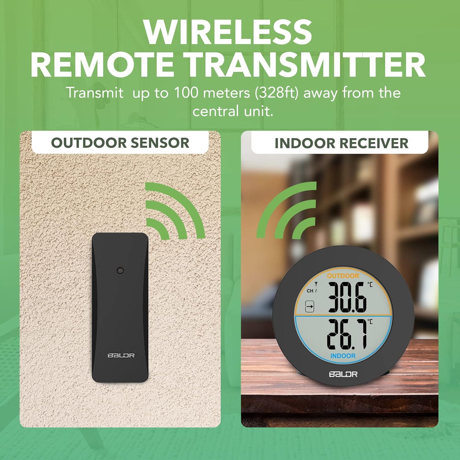 Termómetro Inalámbrico BALDR para Interior y Exterior - LCD 2.5"