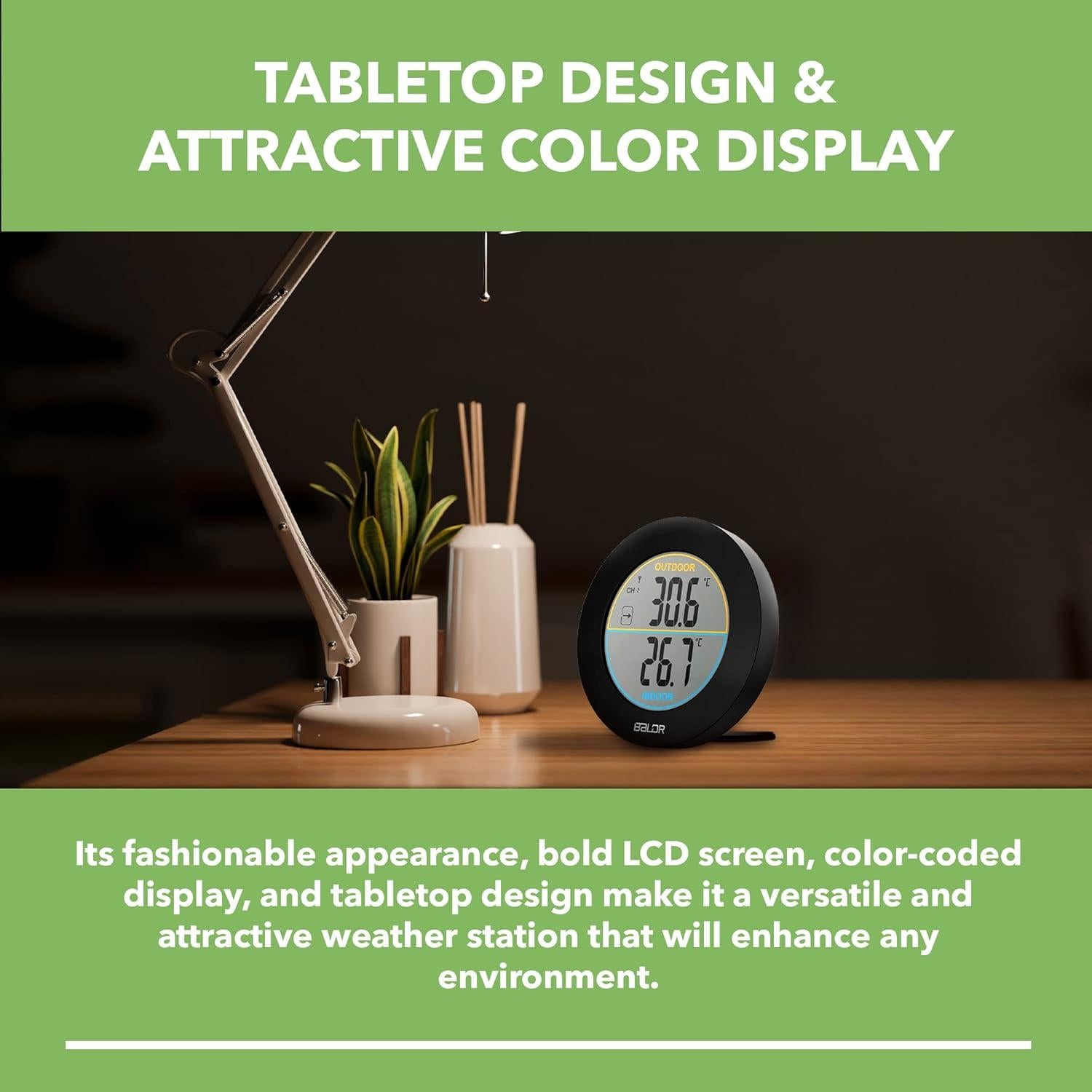 Termómetro Inalámbrico BALDR para Interior y Exterior - LCD 2.5"