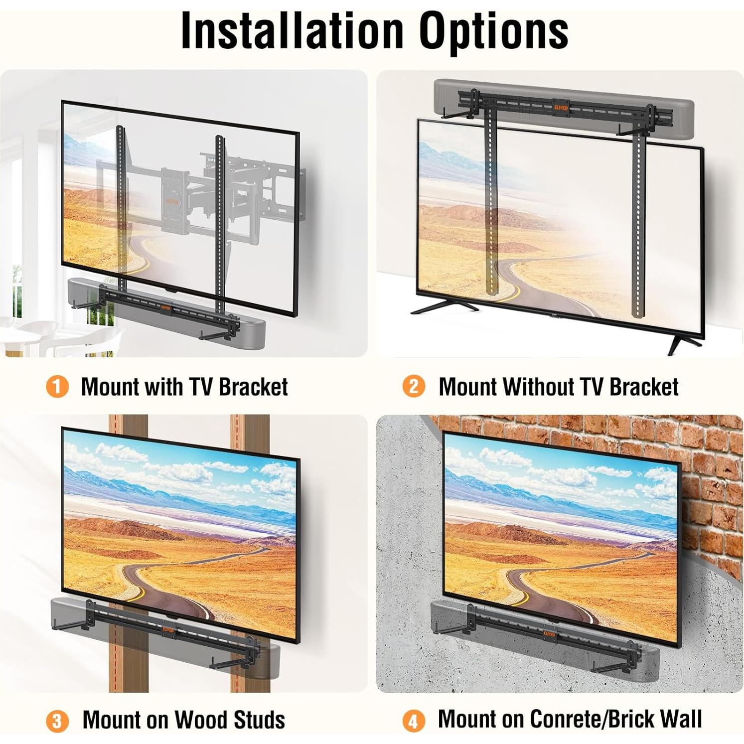 Soporte de Barra de Sonido ELIVED 80 cm Ajustable para TV