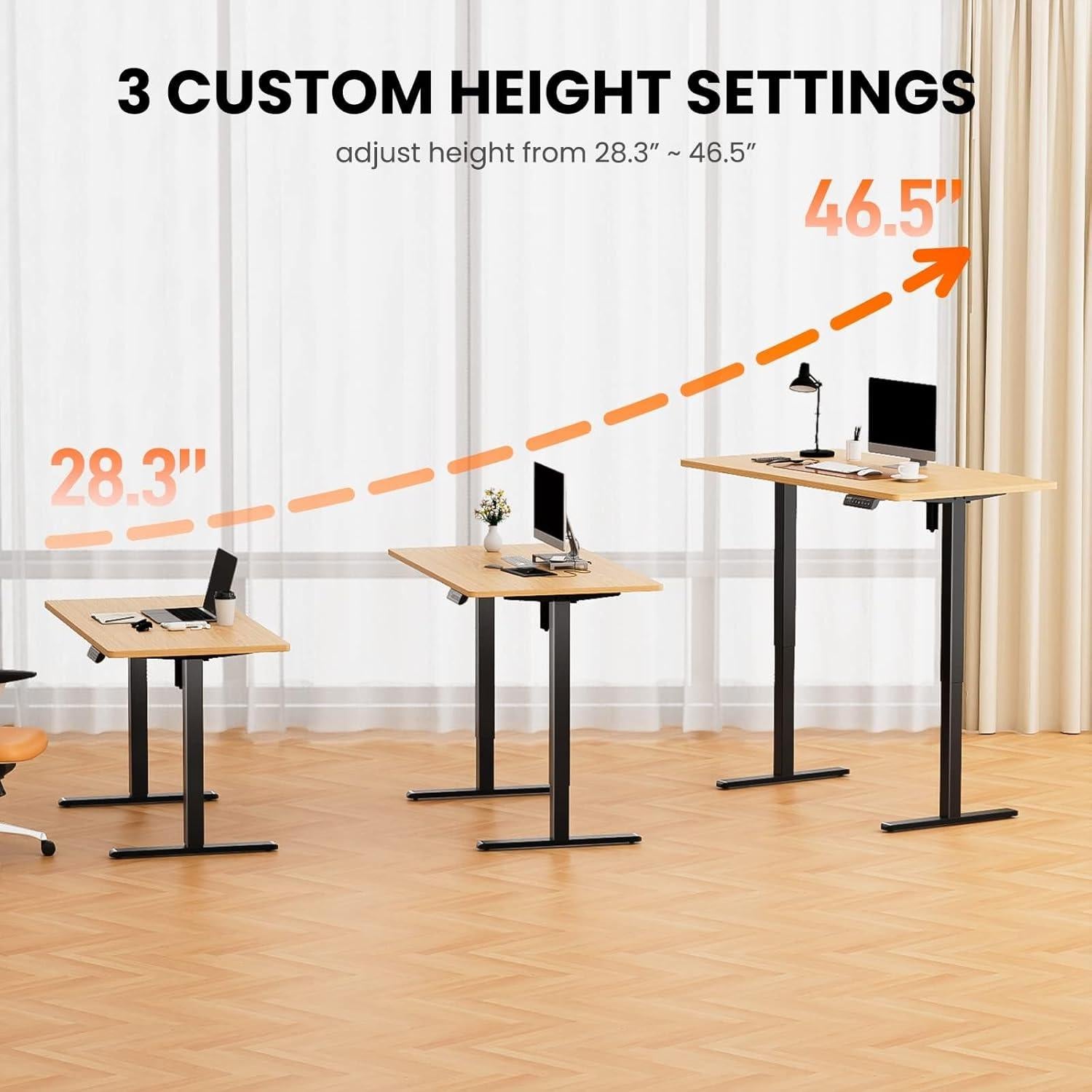 ErGear Electric Stand up Desk Frame,4 Memory Height Settings Height Adjustable Table Legs, Sit Stand Desk Frame Up to 47.2", Ergonomic Standing Desk Base Workstation, Black Frame Only