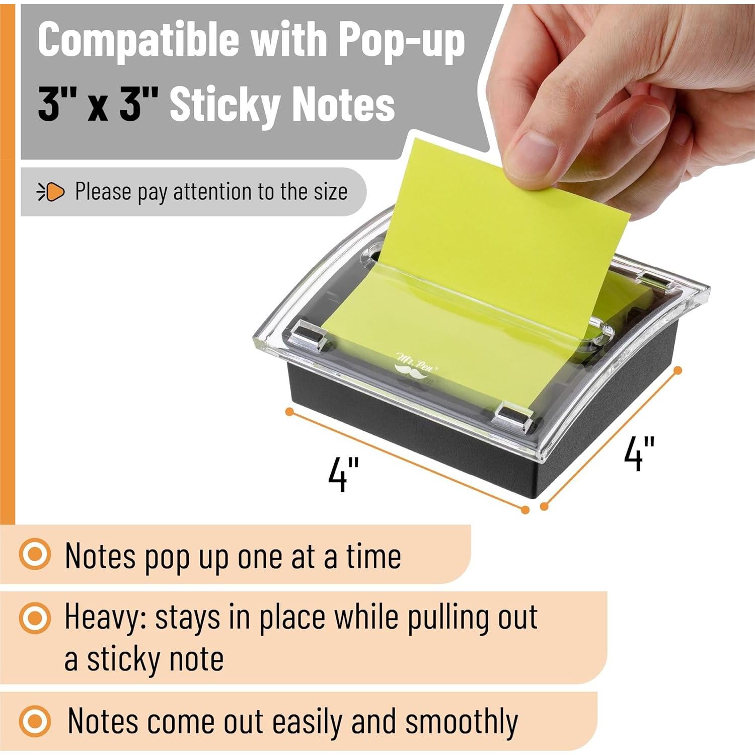 Dispensador de Notas Adhesivas Pop-Up Mr. Pen, Acrílico Negro, 7.62 cm