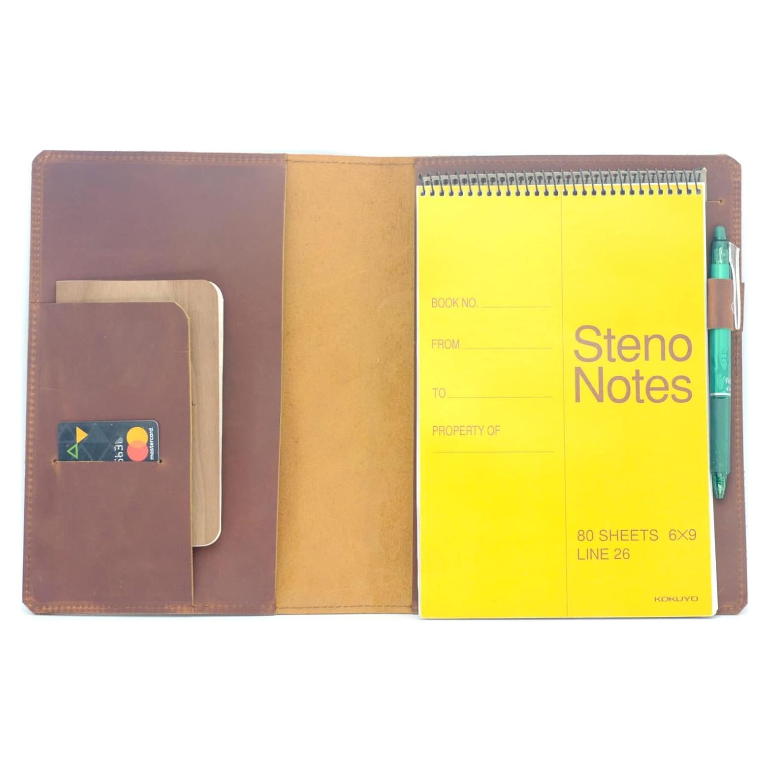 Cubierta de Cuero JJNUSA A5 Marrón para Cuadernos Espirales