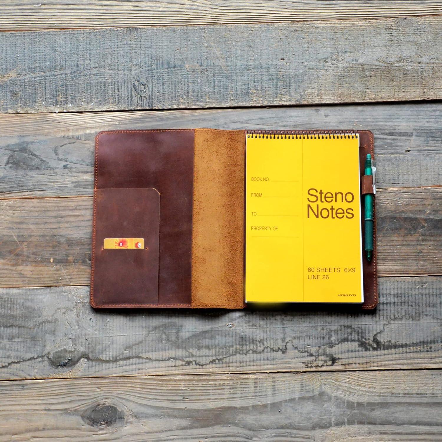 Cubierta de Cuero JJNUSA A5 Marrón para Cuadernos Espirales