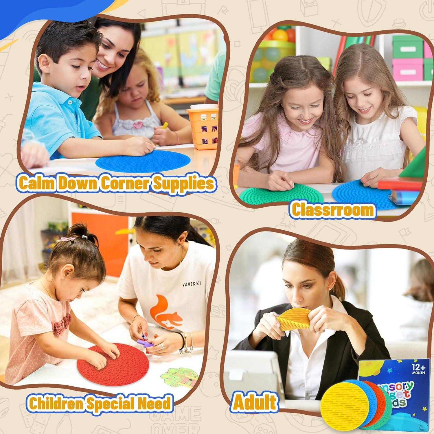 4 Alfombrillas Sensoriales Antiestrés CHESLICR para Niños 1-3 Años