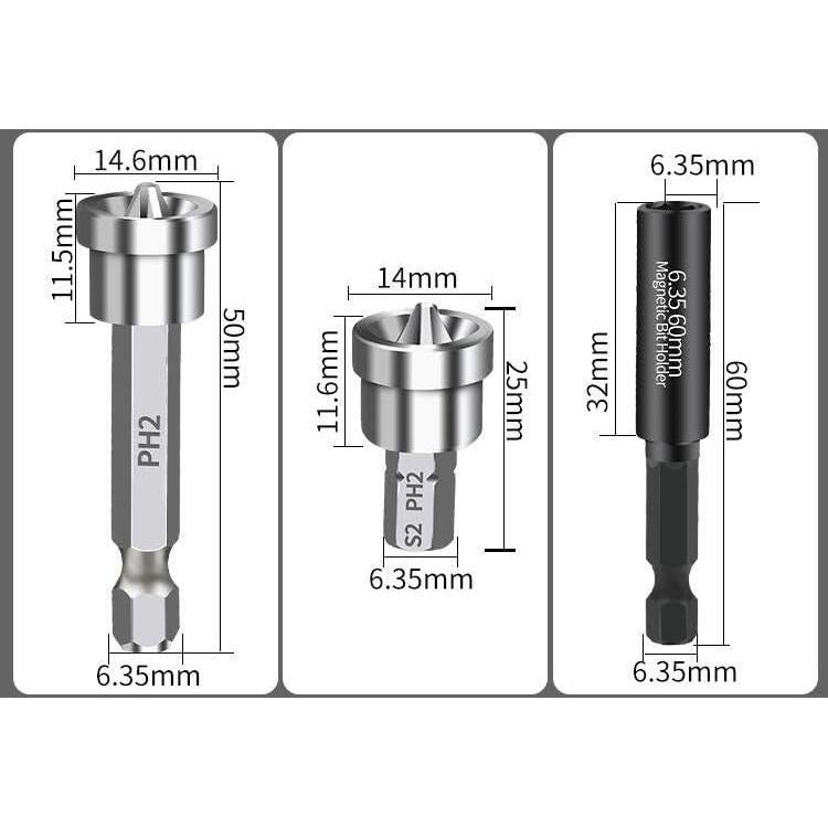 Puntas de Destornillador Magnéticas PH2 XIANFENGHU 6PCS