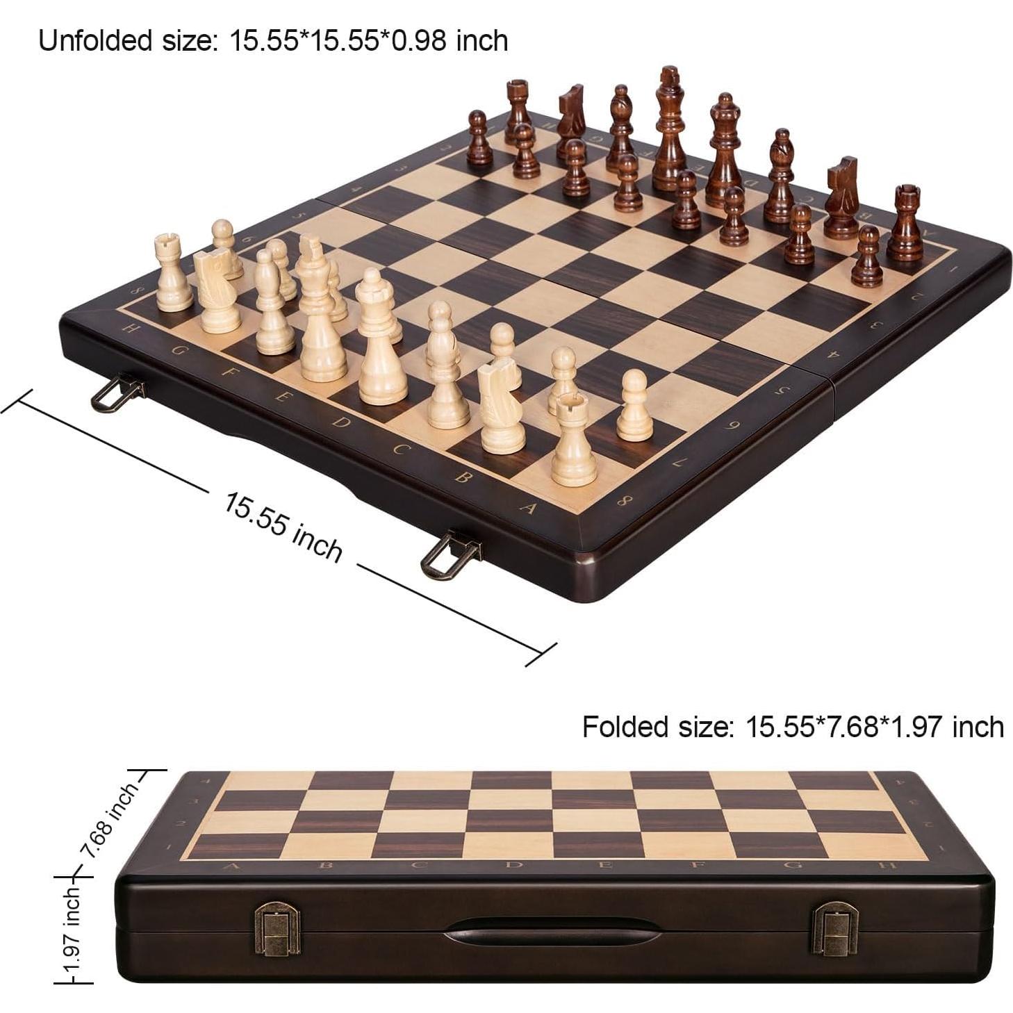 Juego de Ajedrez y Damas Magnético BIVOMON 2 en 1 Plegable 39.5 cm